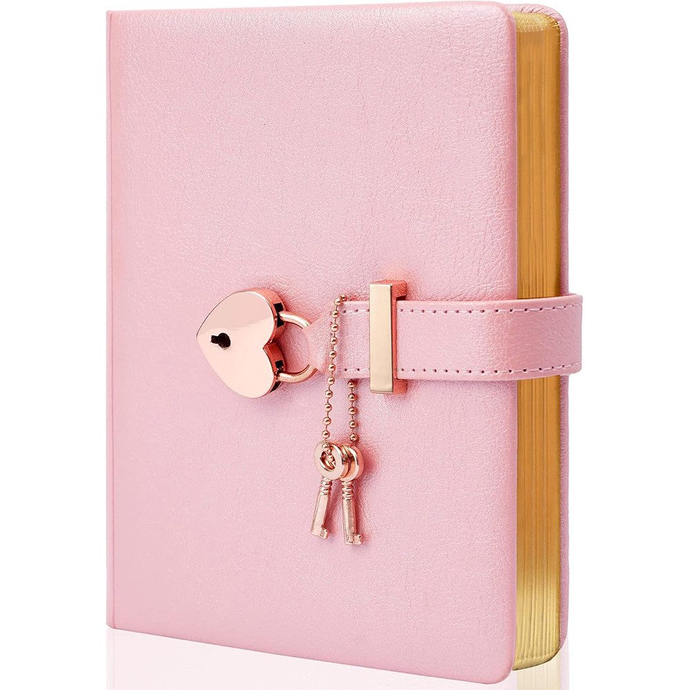TUWENA Tagebuch Tagebuch mit Schloss für Mädchen, Notebook mit Herz Vorhängeschloss