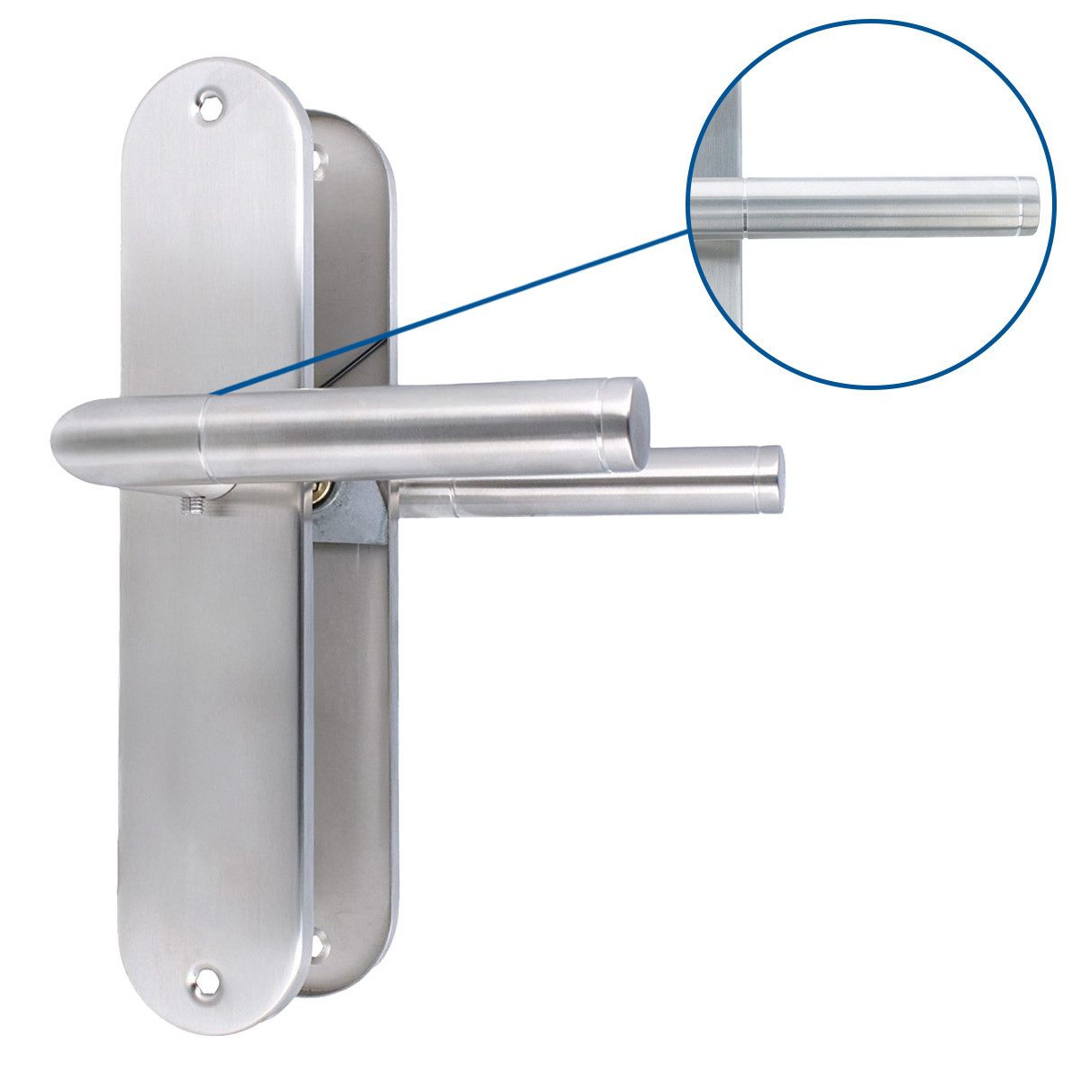MS Beschläge Türgriff Edelstahl Langschildgarnitur Türdrücker Türklinke, Schildgarnitur 240x50mm - ungelocht (Blind) – Bild 3 von 5