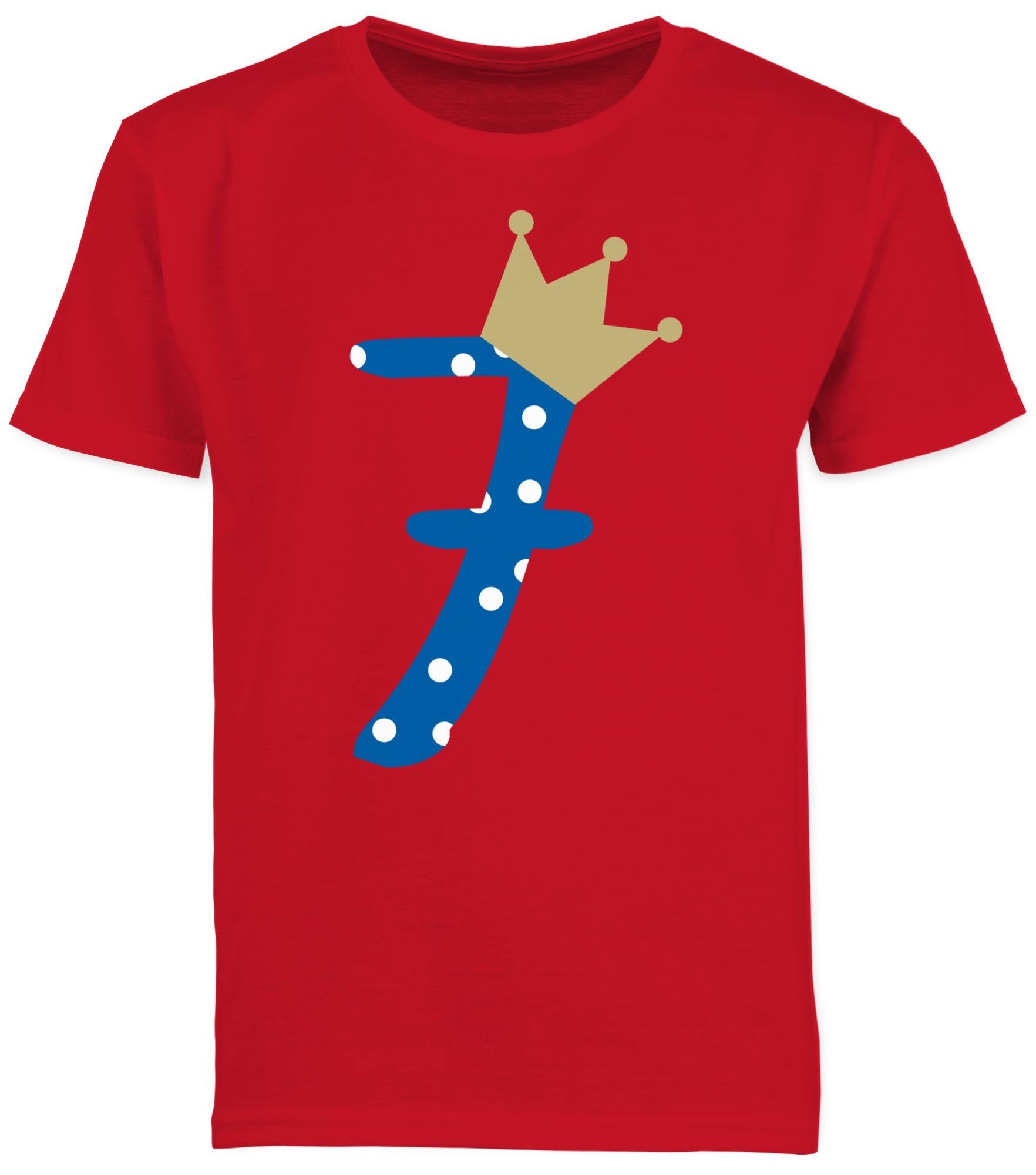 Siebter 3 Krone T-Shirt Shirtracer Rot 7. Junge Geburtstag Sieben