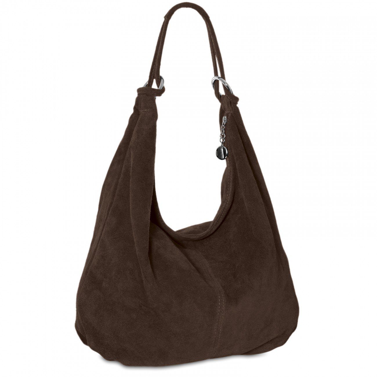 Caspar Schultertasche Damen Vintage Leder Tasche Hobo Bag - CLASSIC LINE - Modell No.617, 100% italienisches Veloursleder, samtig weich, angenehmer Tragekomfort