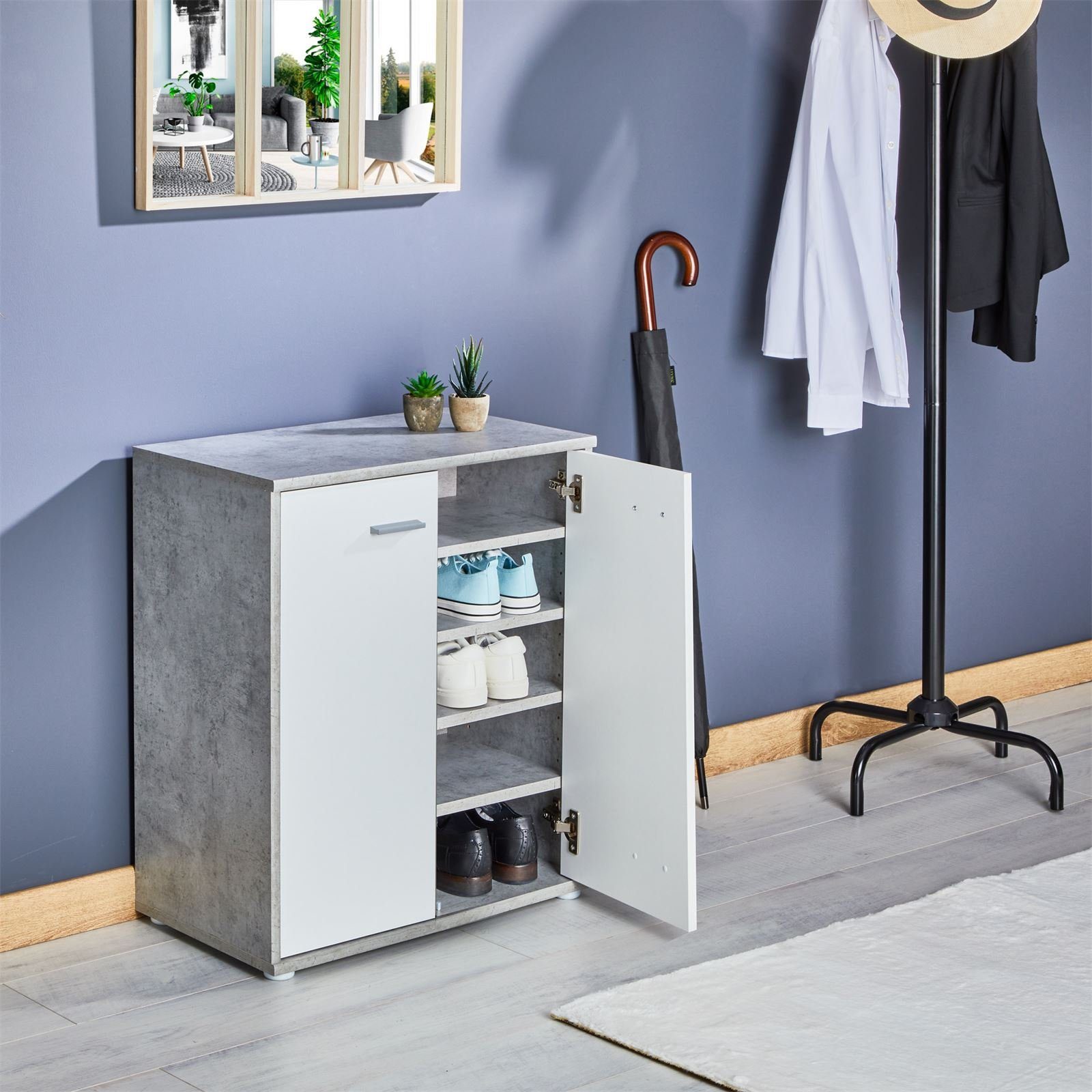 CARO-Möbel Schuhschrank LENNIS Schuhschrank Schuhkommode Aufbewahrung Flurk günstig online kaufen