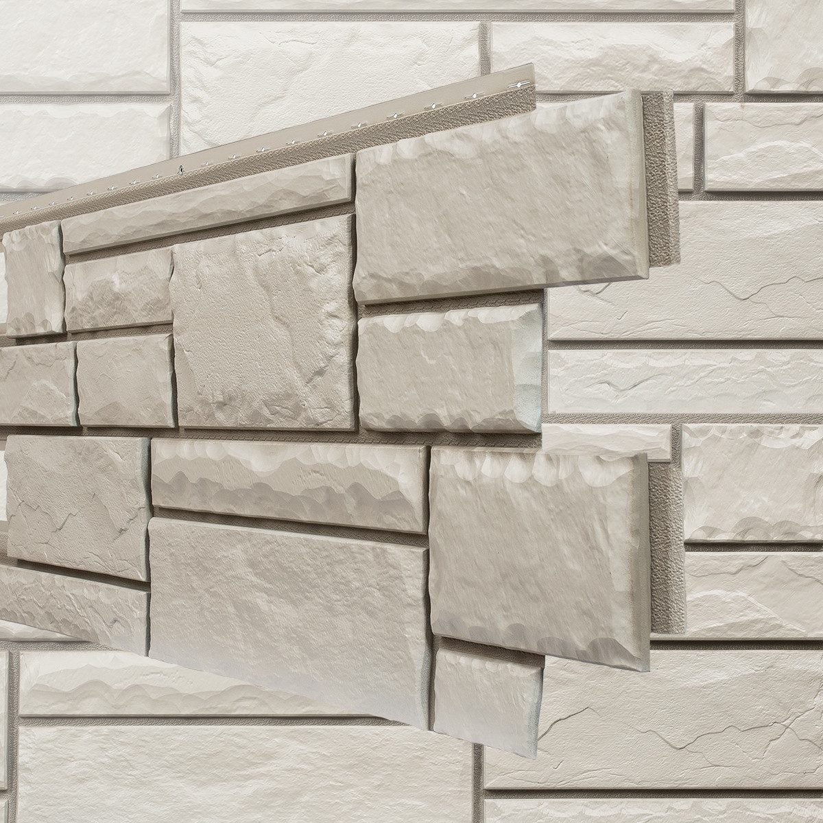 NOVIK Verkleidungspaneel NovikStone HC Platte 122x47 cm 9 St. 4,65qm Bruchstein weiss, BxL: 47,00x121,92 cm, 0,52 qm, (Karton mit 9 Platten, 4,27 qm) Wandverkleidung mit 3-D-Effekt, problemlose Montage, Natursteinoptik