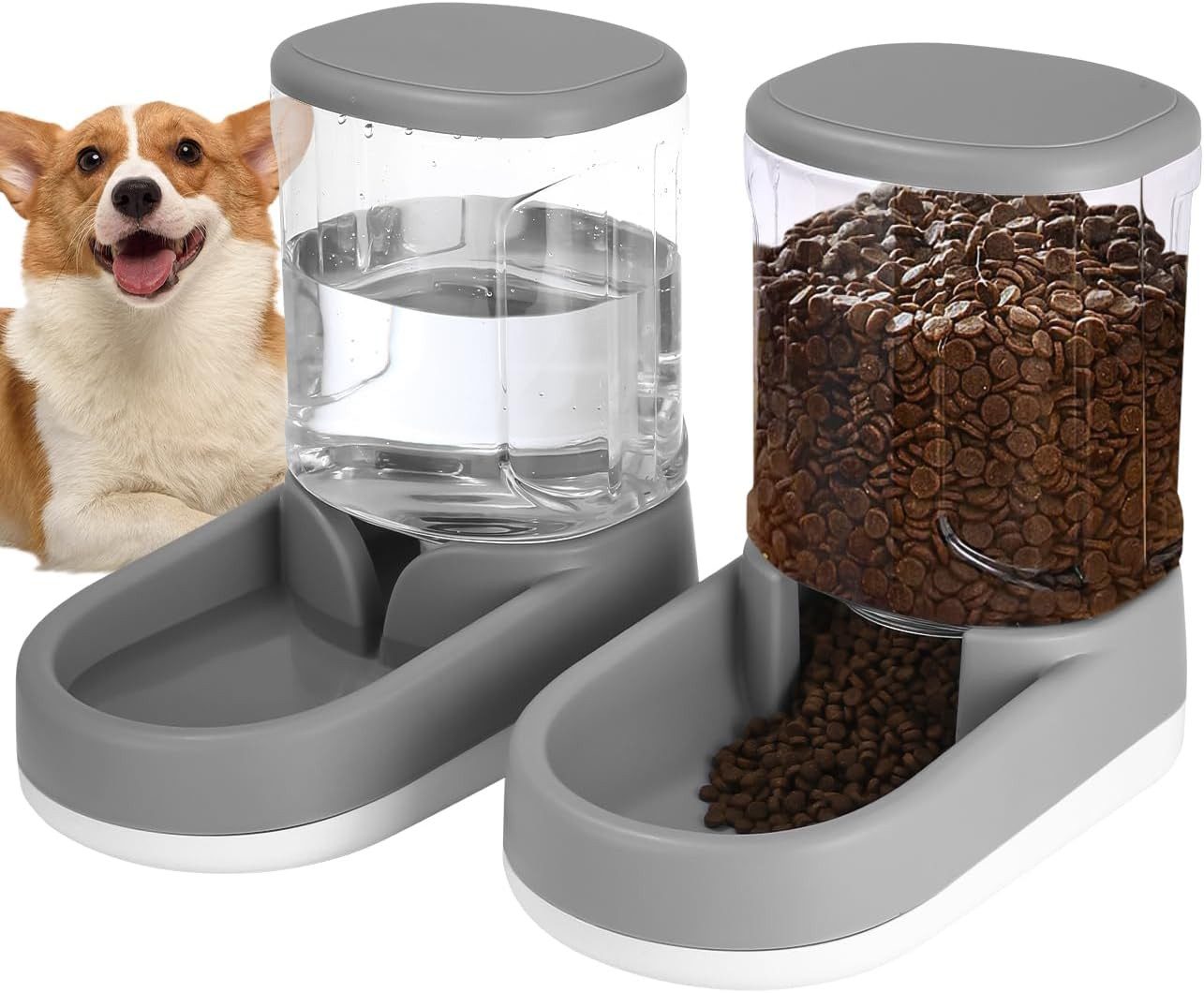 FELIXLEO Fisch-Futterspender Automatischer Futterspender für Katzen und Hunde, 2x 3,8 L