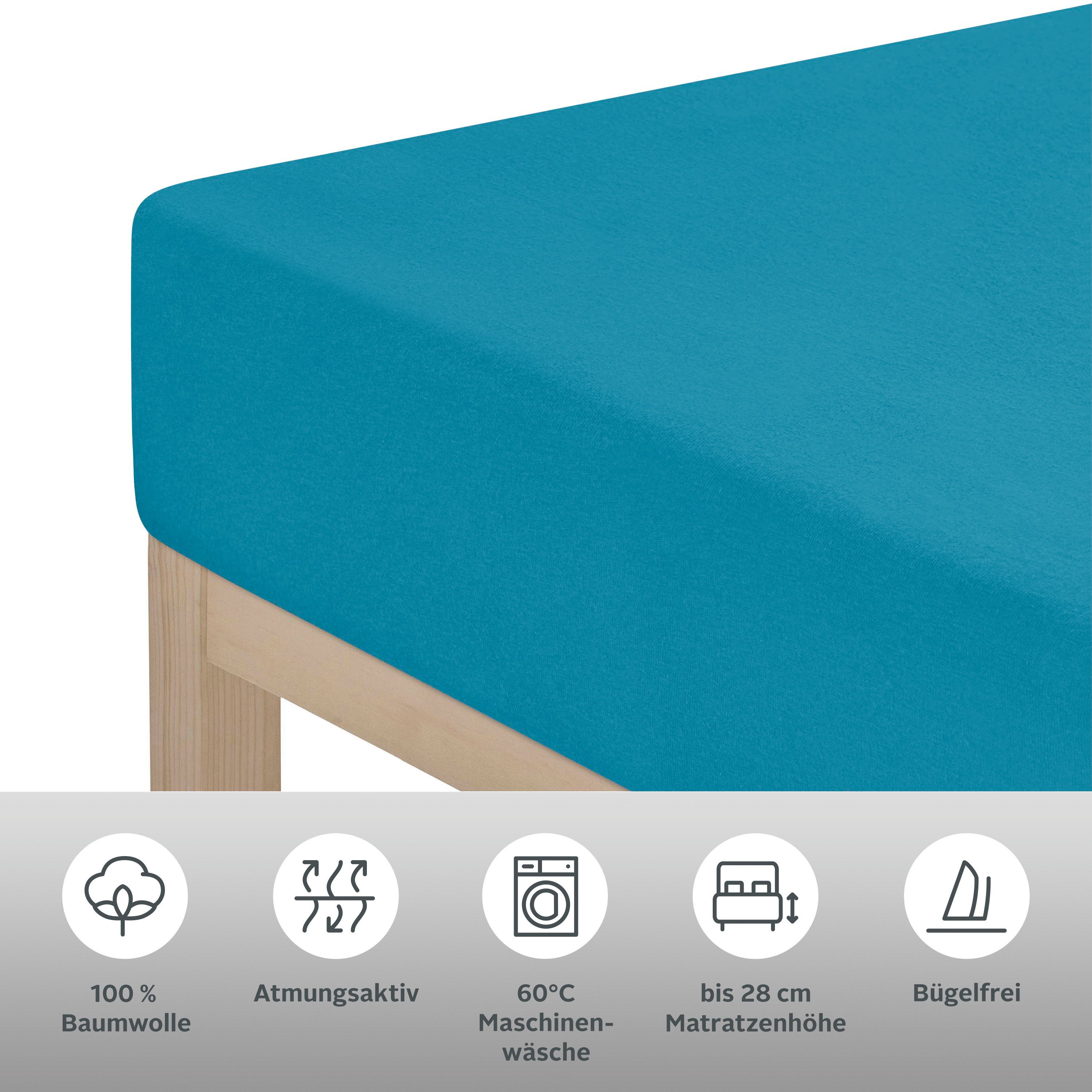 OTTO home Spannbettlaken BLACKBERRY in PREMIUM und BASIC Qualität, 100% Baumwolle, Jersey (160 g/m), Gummizug: rundum, (2 Stück), für hohe Matratzen bis 28 cm,  – Bild 5 von 5