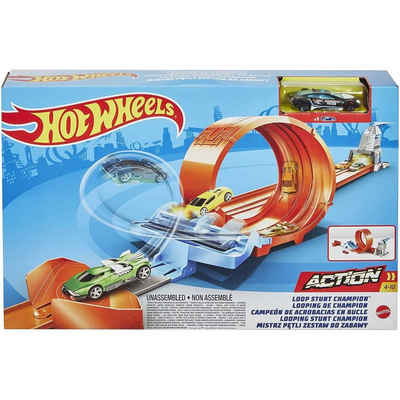 Mattel® Spielzeug-Auto Mattel GTV13 - Hot Wheels - Action - Looping Stunt Champion, Track Set (1 zufälliges Fahrzeug enthalten)