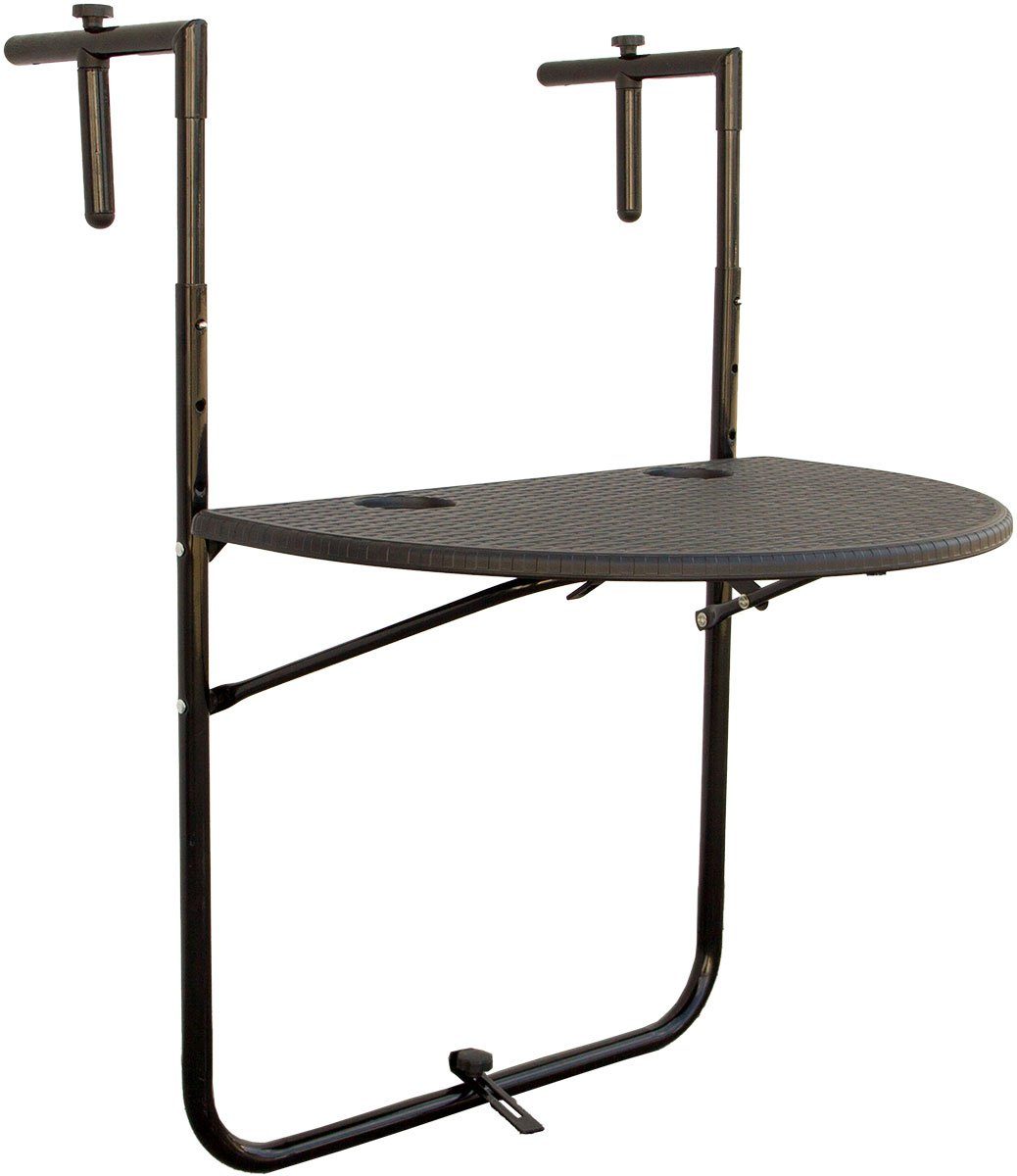 Lemodo Balkonhängetisch Hängetisch für Balkongeländer, RattanOptik