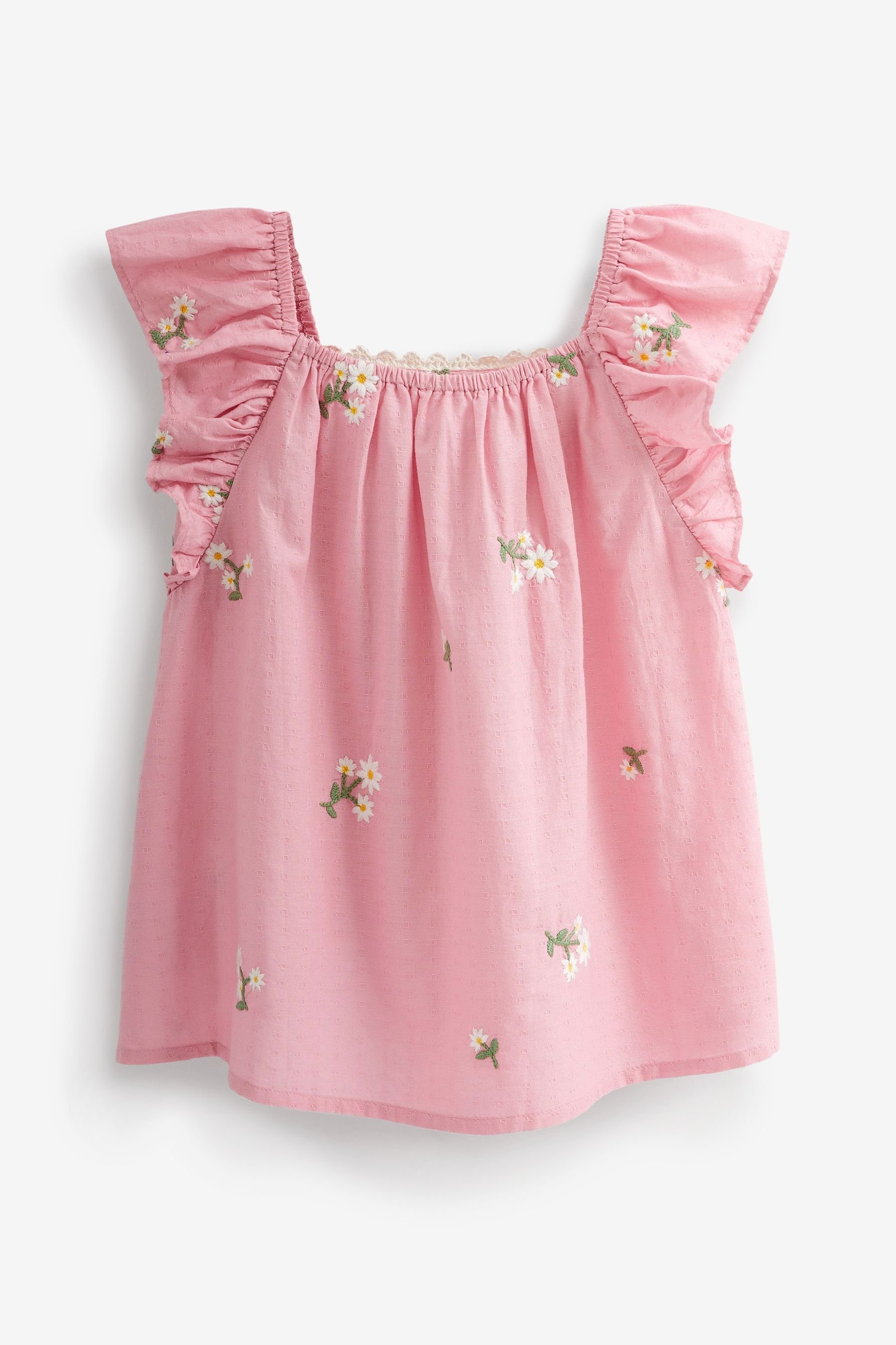 (1-tlg) Gerüschtes Kleid Pink Sommerkleid Stickereien Next mit