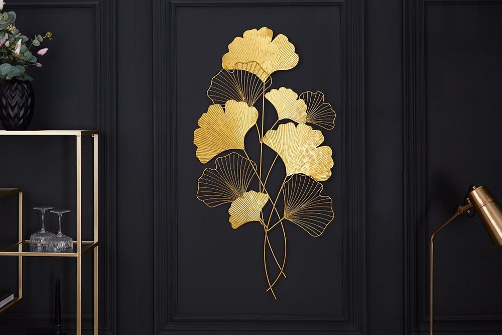 riess-ambiente Wanddekoobjekt GINKGO 110cm gold (1 St), Schlafzimmer · Metall · · Asiatisch Wohnzimmer