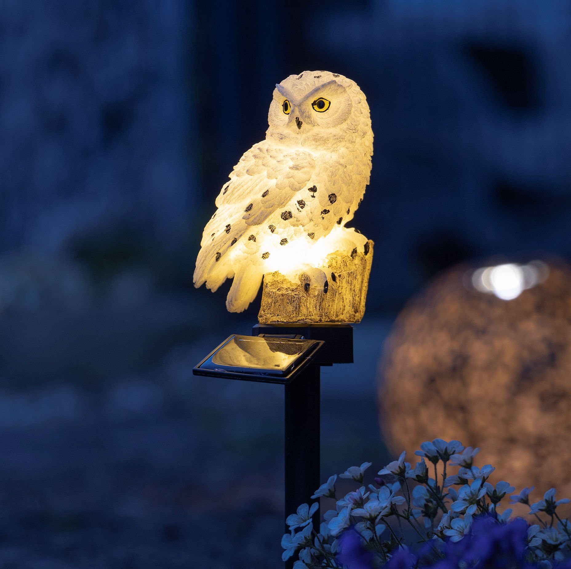 Spetebo Gartenfigur LED Solar Gartenstecker EULE günstig online kaufen