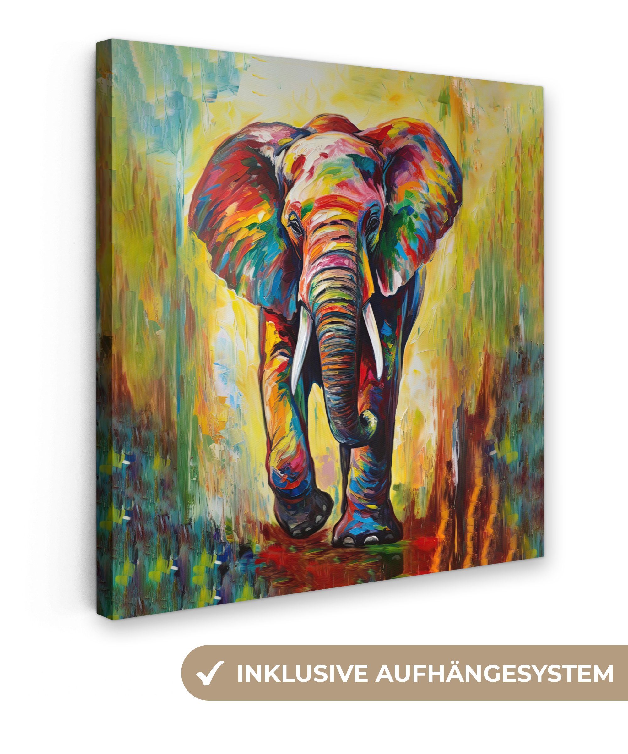 OneMillionCanvasses® Leinwandbild Elefant - Kunst - Malerei - Tiere - Regen günstig online kaufen