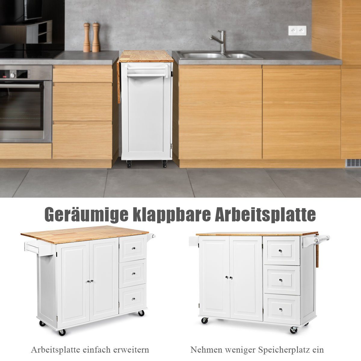 COSTWAY Küchenwagen »Kücheninsel Küchenschrank Servierwagen