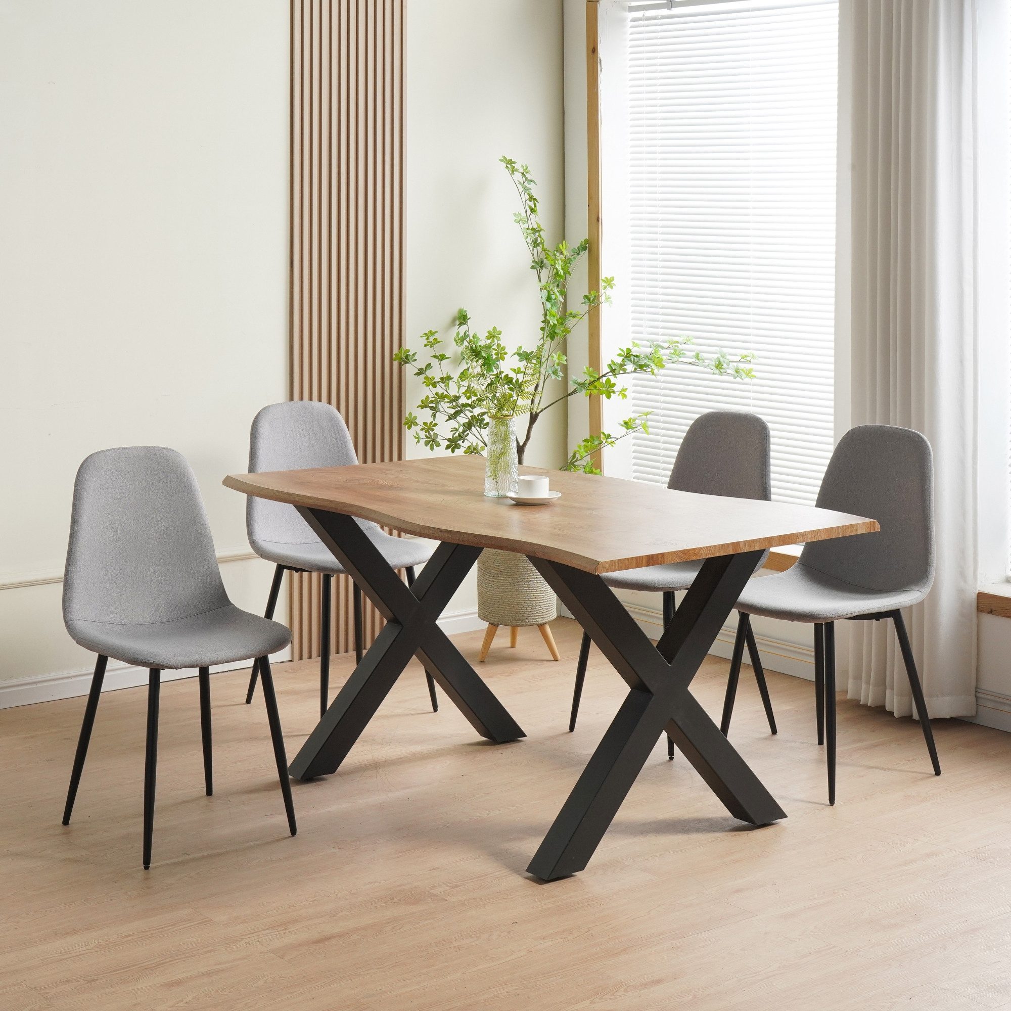 Albatros International Esszimmerstuhl Esszimmer Stühle 4 er Set BARI, Stuhl Stühle Esszimmerstühle, Küche (4er Set Grau, Stoff Bezug), Küchenstuhl Küchenstühle  – Bild 4 von 5