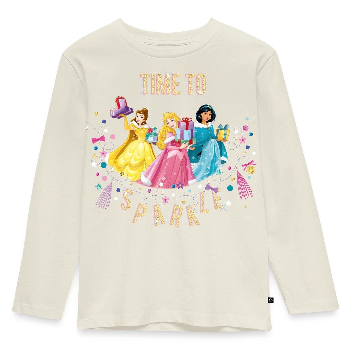 Spreadshirt T-Shirt Belle, Aurora & Jasmin Time To Sparkle Kinder Premium Langarmshirt (1-tlg)