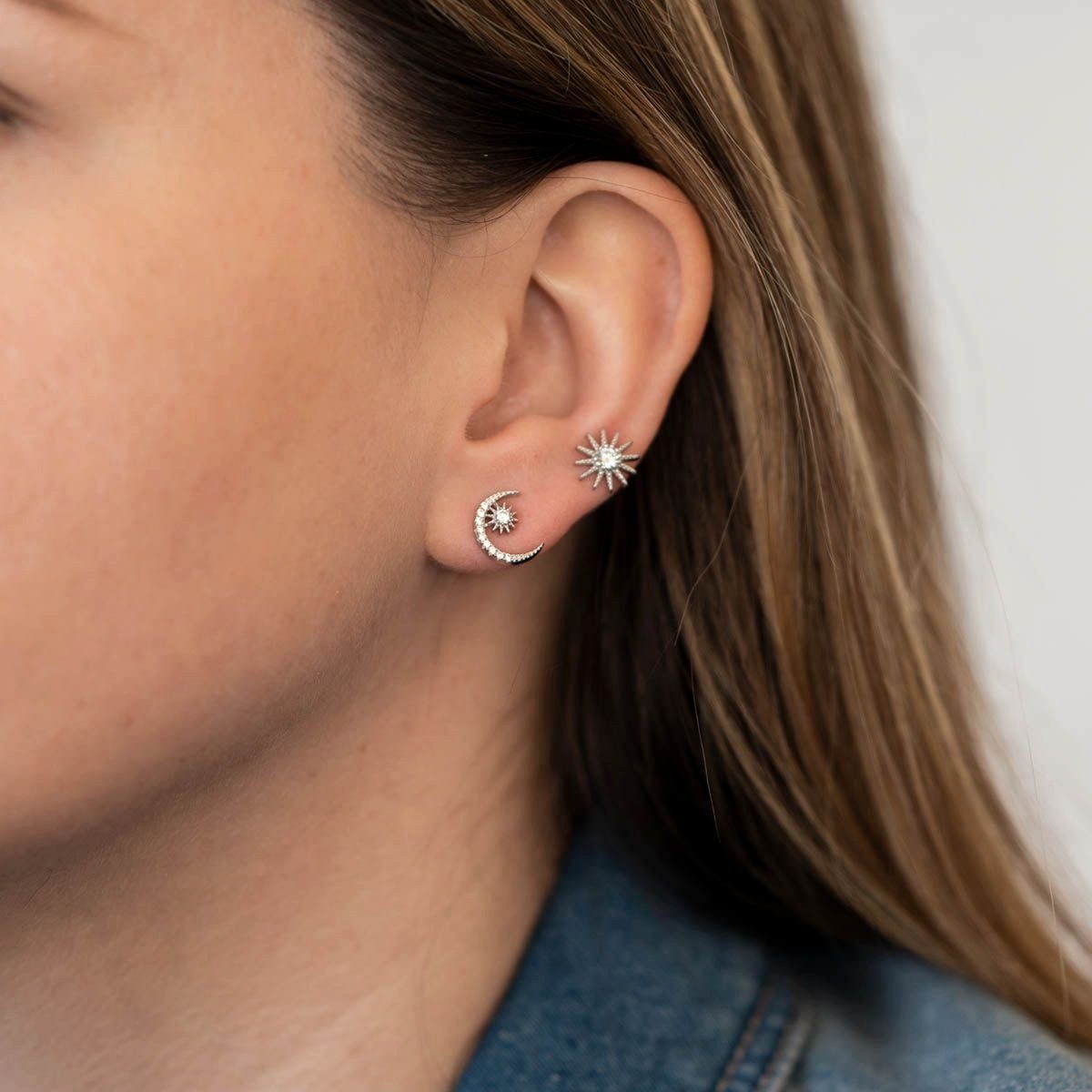 Materia Paar Ohrstecker Damen Sonne Mond Sterne Zirkonia SO-106, 925 Sterli günstig online kaufen