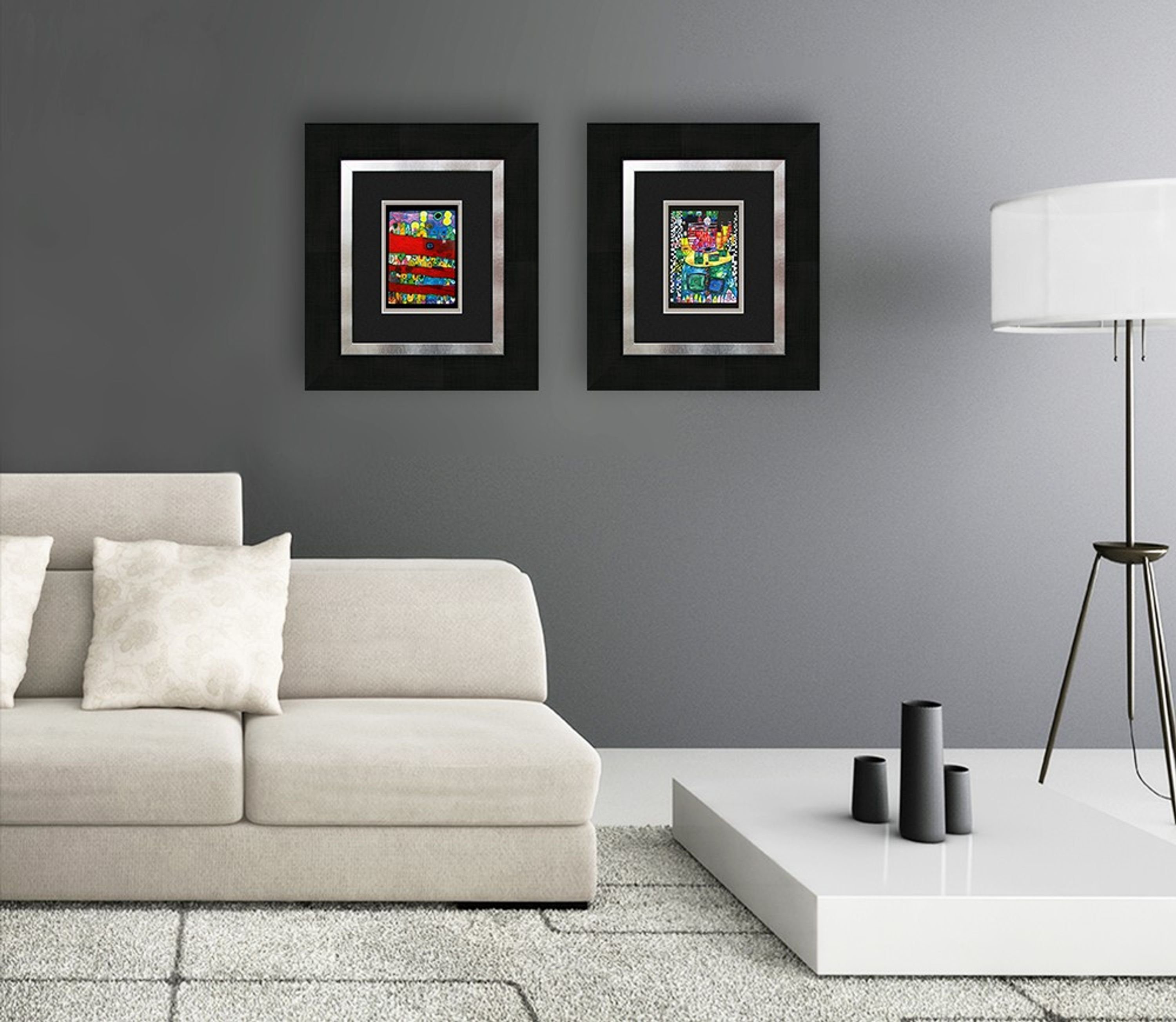 Bild Poster gerahmt mit / Hundertwasser Bild Rahmen mit / / Wandbild artissimo 40x45cm Rahmen