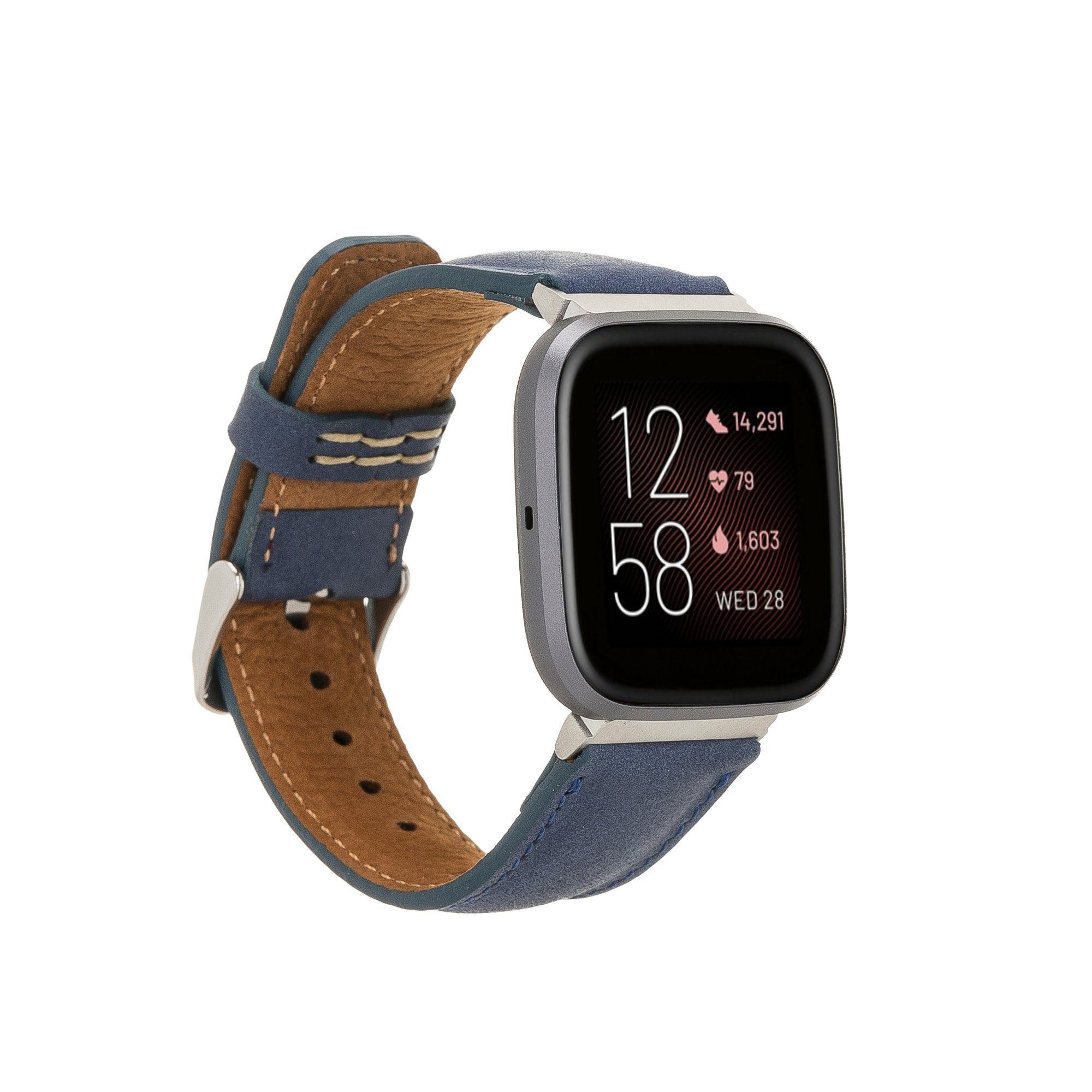 Fitbit 2 4 & Leder Smartwatch-Armband Armband Ersatzarmband Sense Matt / / Versa Renna Leather 3 Echtes Blau