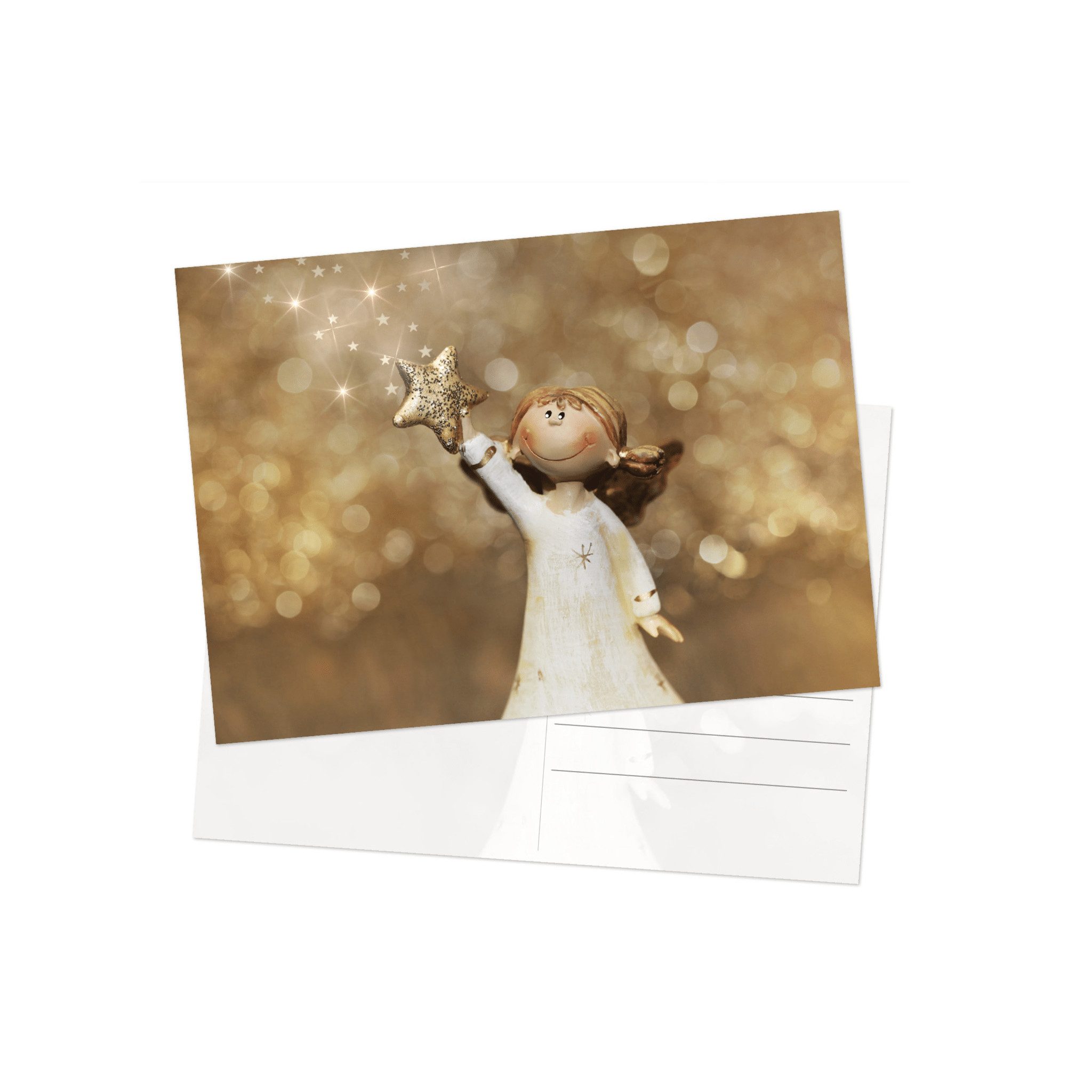 Logbuch-Verlag Klappkarte Postkarten Weihnachten DIN A6 quer Schutzengel Christkind-Motiv gold