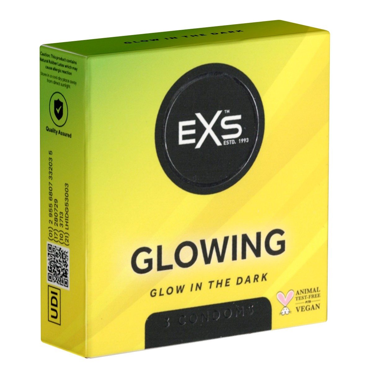 EXS Kondome Glow in the Dark Condoms - Leuchtkondome Packung mit, 3 St., fluoreszierende Kondome mit Leuchteffekt, leuchten im Dunkeln