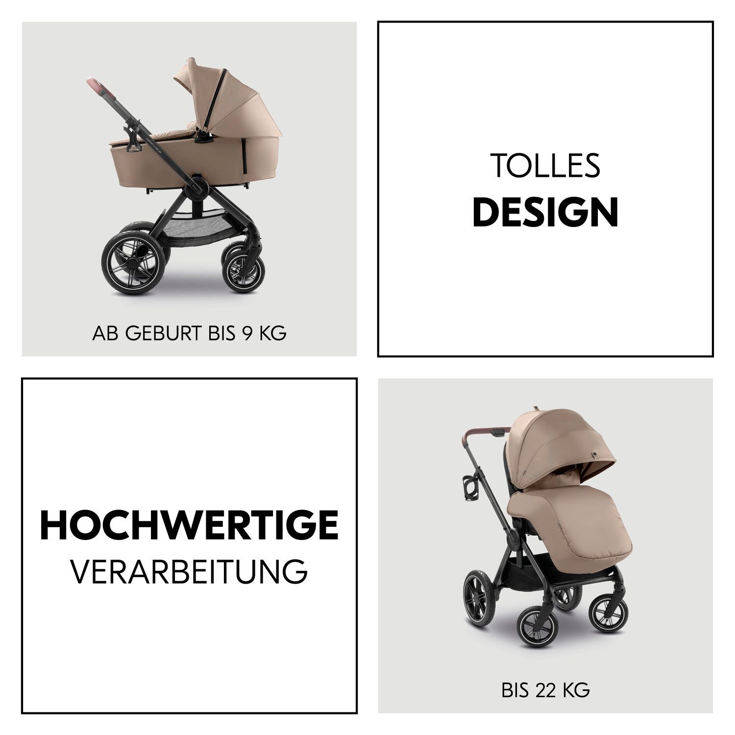 Hauck Kombi-Kinderwagen Comfort N Care Air, (Set), Belastbarkeit bis 22 kg