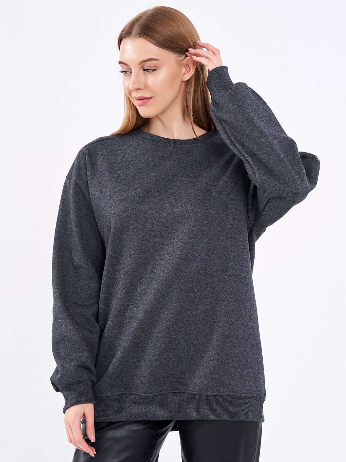 COMEOR Sweatshirt Damen Oversize Pullover Langarm Baumwolle