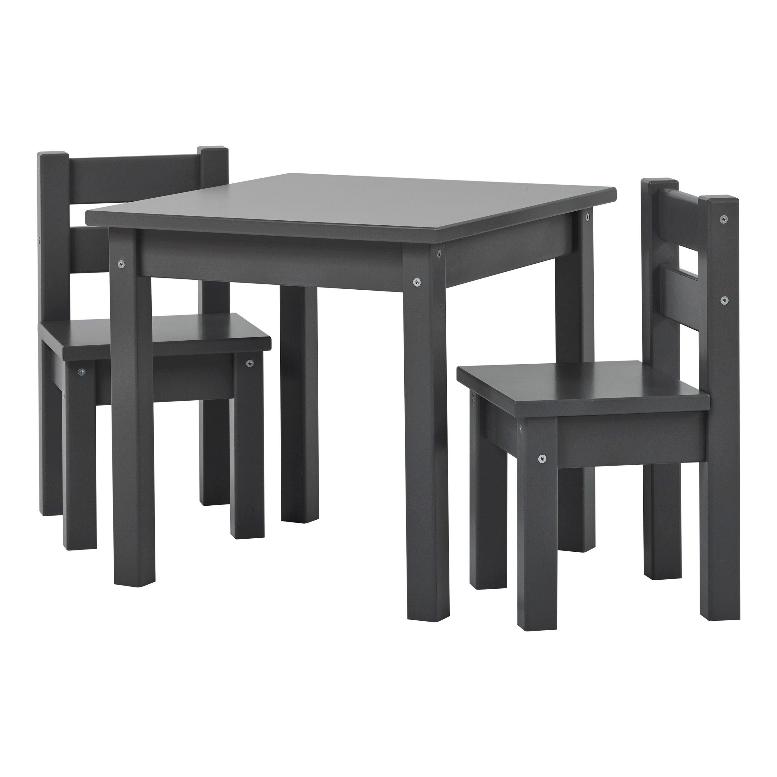 Hoppekids Kindersitzgruppe Mads Tisch mit 2 Stühlen Kiefer massiv & MDF Anthrazit