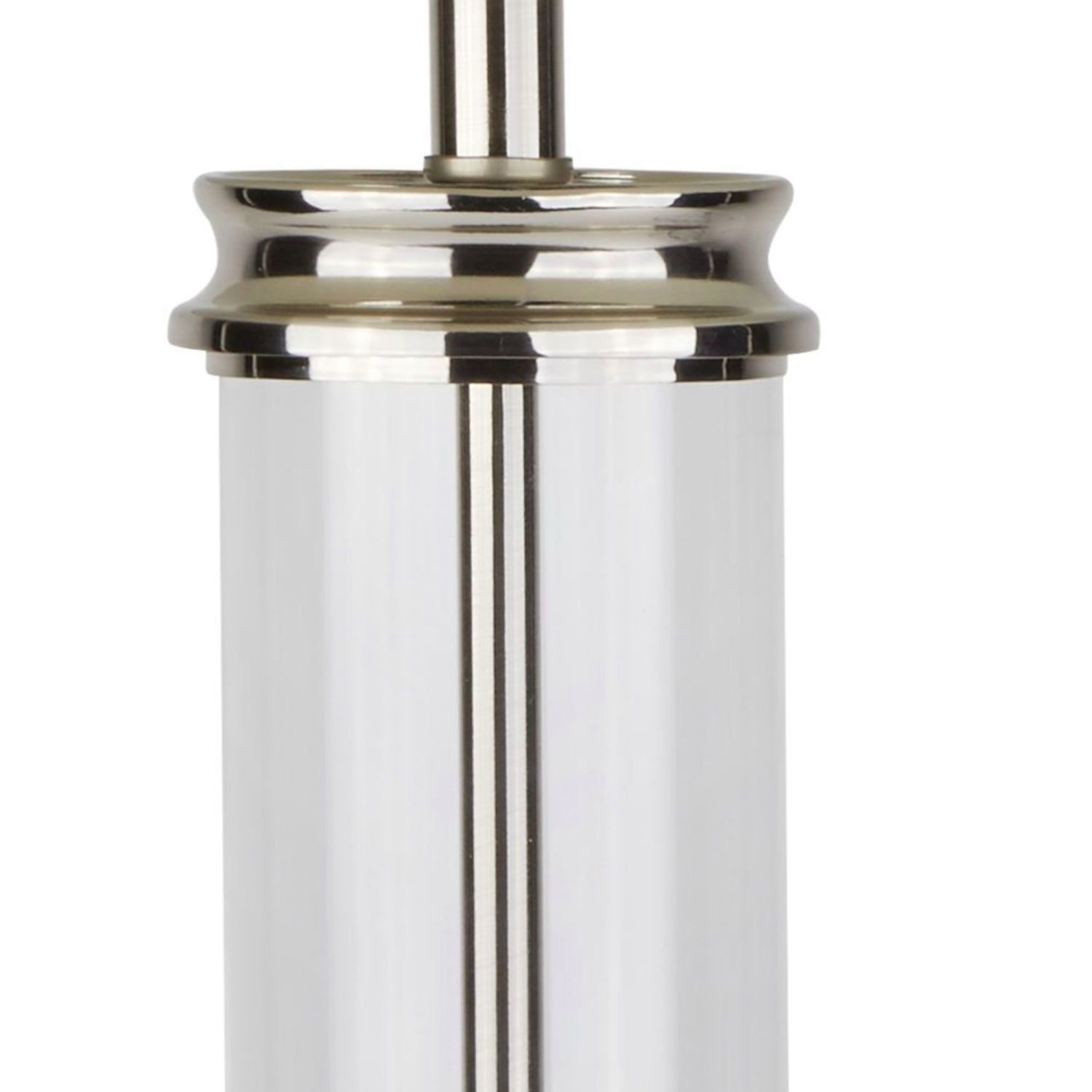 Licht-Erlebnisse Tischleuchte ROMAN, ohne Leuchtmittel, Stoff Metall 63 cm E27 in Silber matt Weiß Wohnzimmer Jugendstil