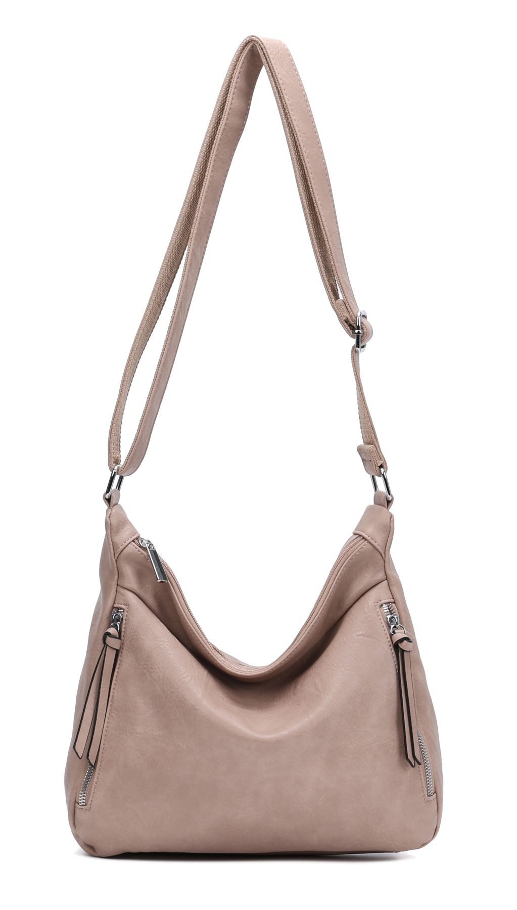 ITALYSHOP24 Schultertasche Damen Tasche Shopper Crossbody Handtasche Umhängetasche Beuteltasche, CrossOver Damentasche Hobo Bag Henkeltasche Reisetasche Leder Optik