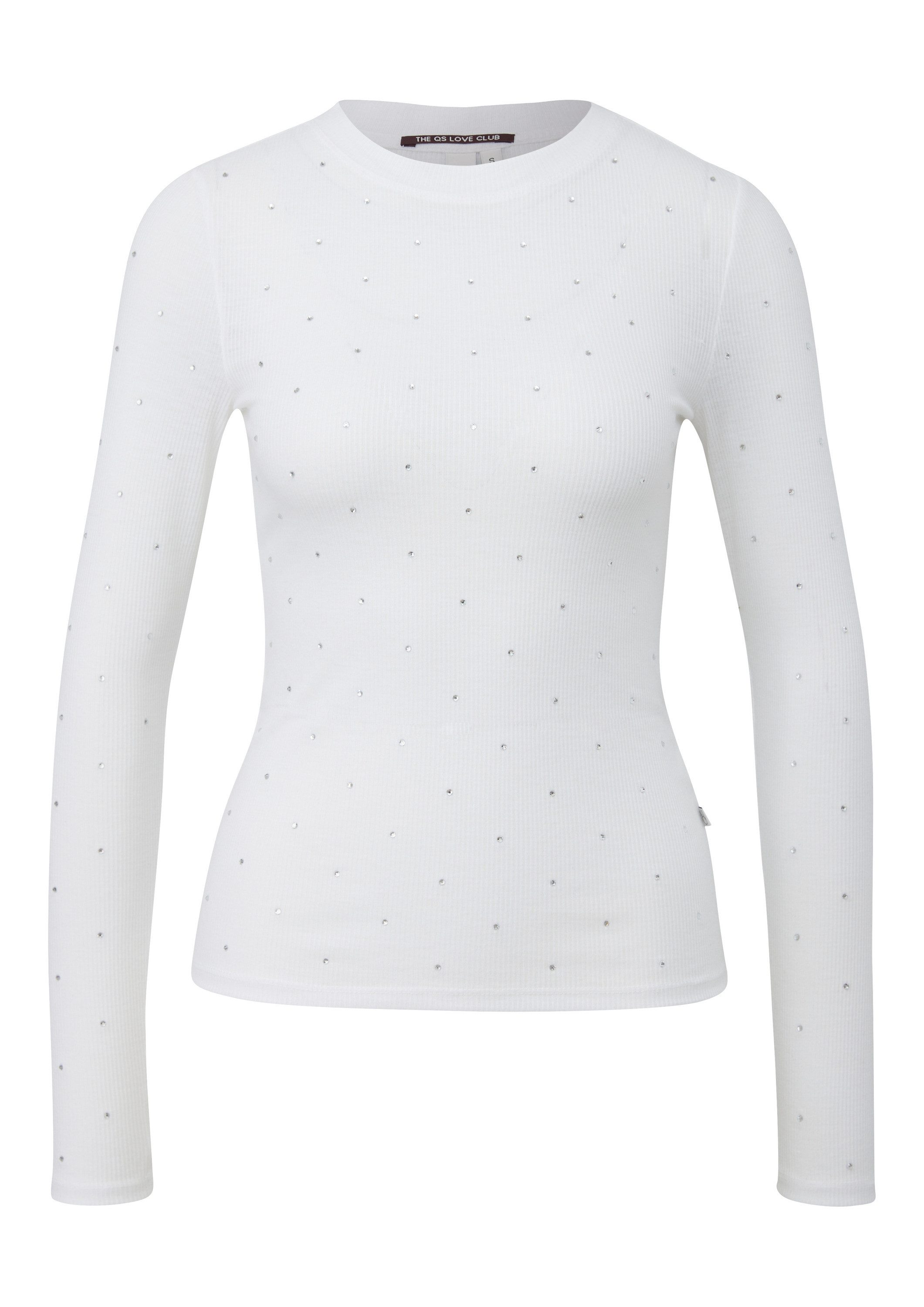 QS Langarmshirt T-Shirt Rippshirt mit Glitzersteinen günstig online kaufen