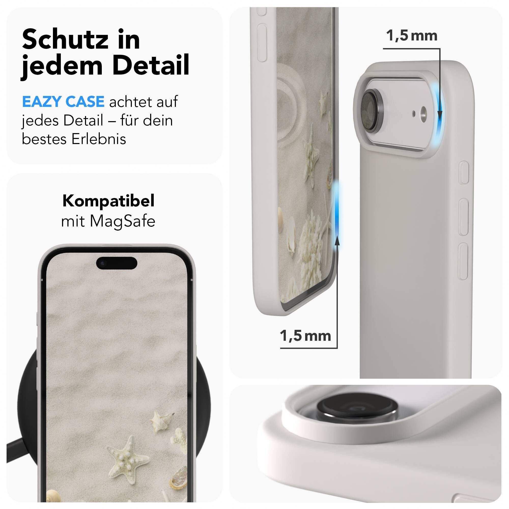 EAZY CASE Handyhülle für Apple iPhone Air Hülle Silikon 6,5 Zoll, Schutzcase mit MagSafe Slimcover Silikonschutzhülle elastisch Taupe – Bild 3 von 5