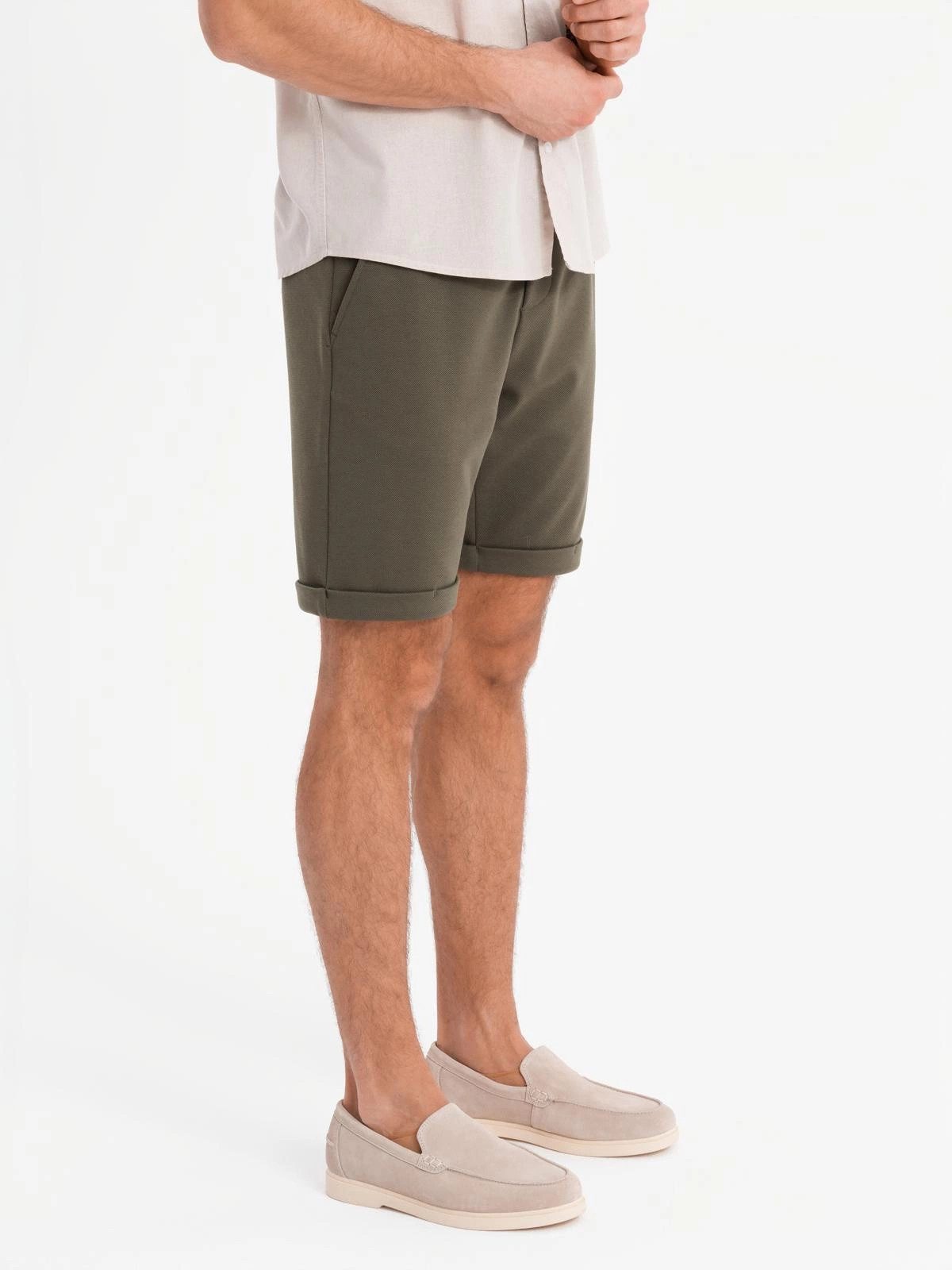 OMBRE Sweatshorts Gestrickte Shorts für Herren mit hochgekrempelten Beinen