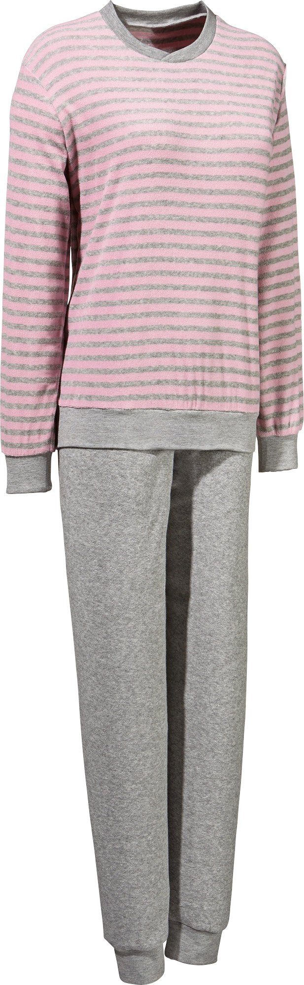 Erwin Müller Pyjama Damen-Schlafanzug Streifen Frottee
