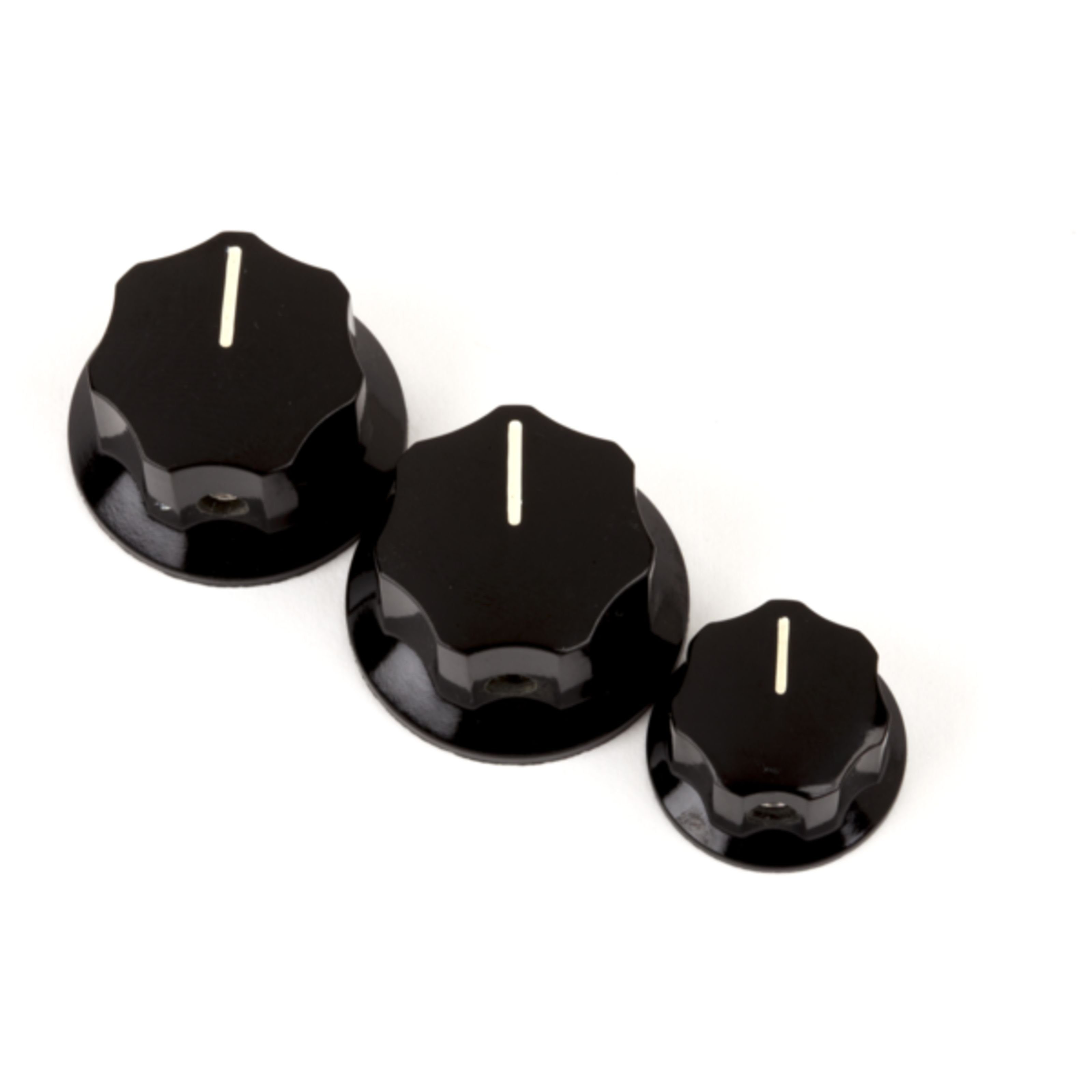 Fender E-Bass, J-Bass Knobs Black Set of 3, Tuning Parts für Bässe, Poti- und Toggle-Knöpfe, J-Bass Knobs Black Set of 3 - Toggle- und Poti-Knöpfe
