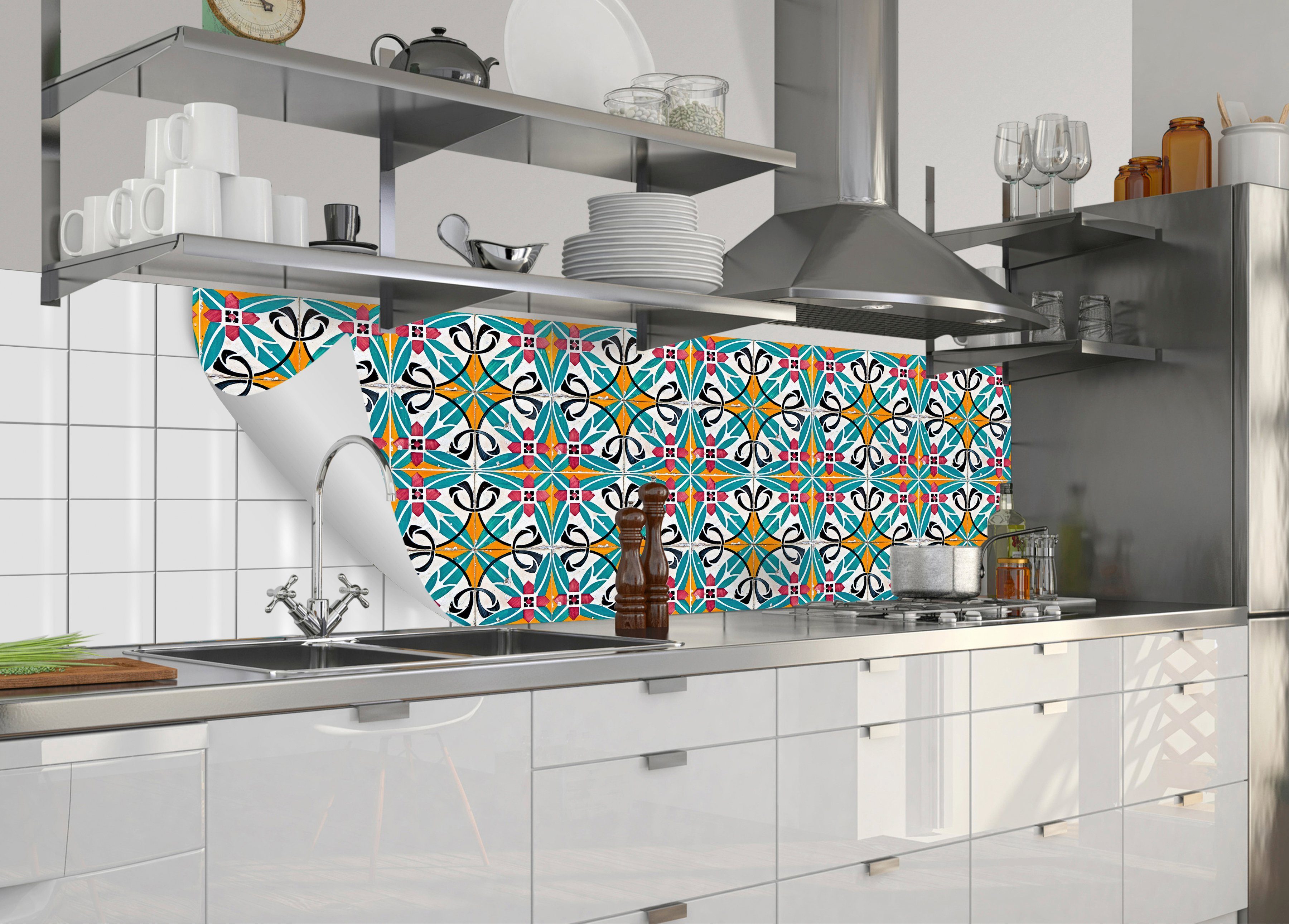 Küchenrückwand bunt selbstklebende flexible Eos Küchenrückwand-Folie fixy MySpotti Fliese, und