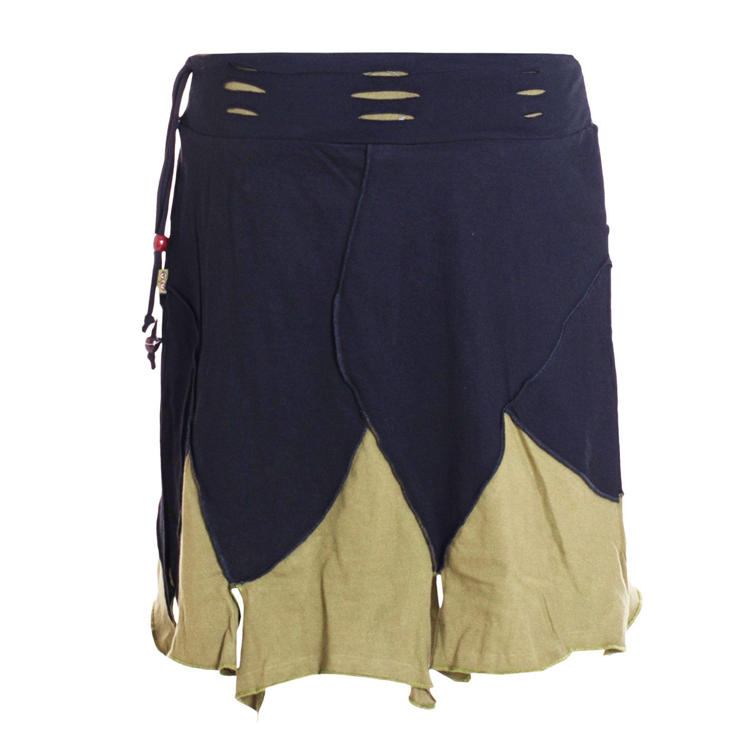 Vishes Minirock Baumwolle Patchwork Design breiter Bund mit Kordel-Zug und günstig online kaufen