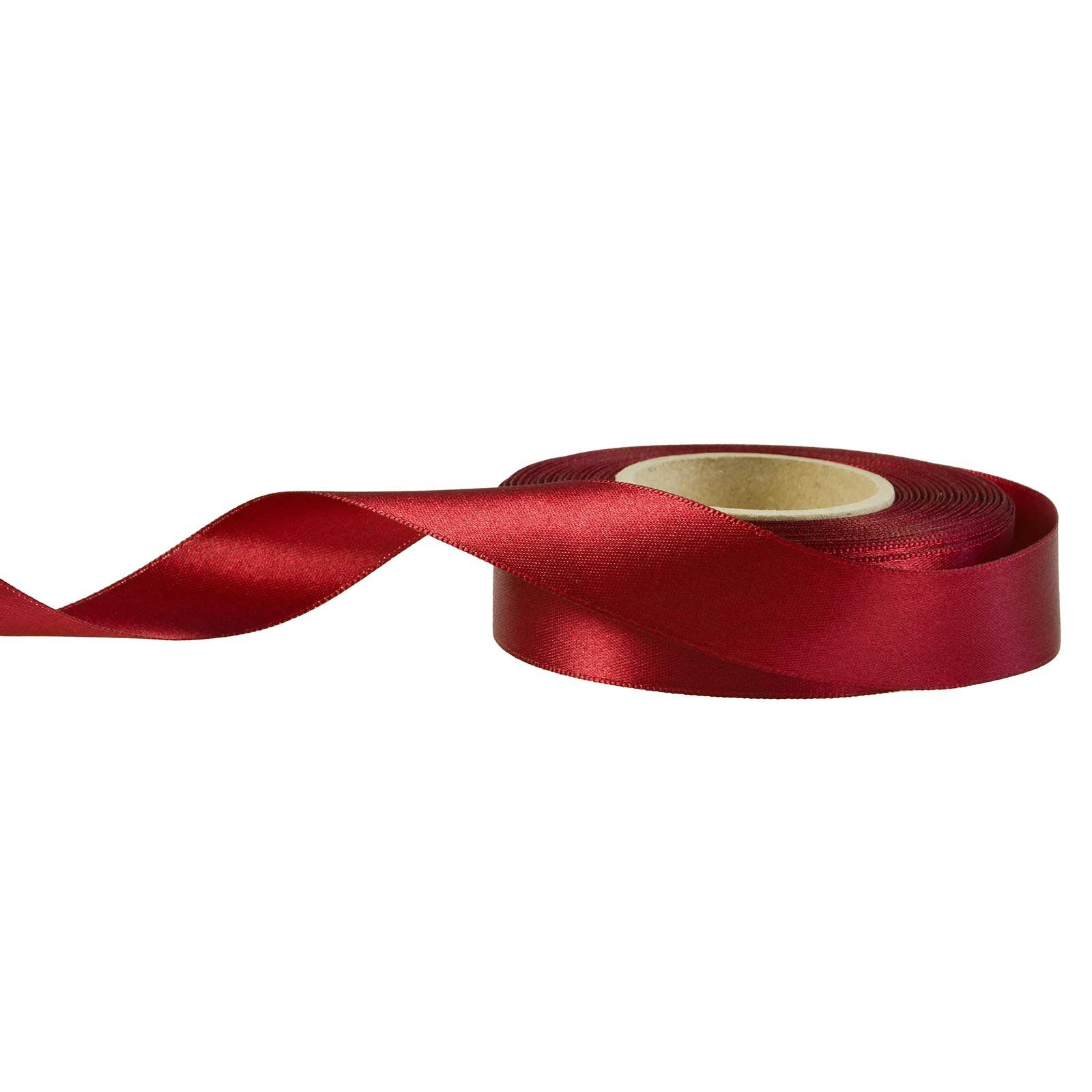 maDDma Geschenkband 20m Satinband beidseitig 24mm, Dekoband Geschenkband, kirschrot