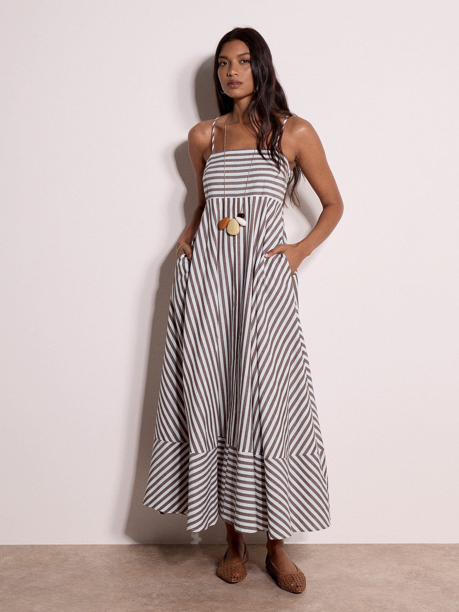 Maxikleid Streifenkleid in langer Länge