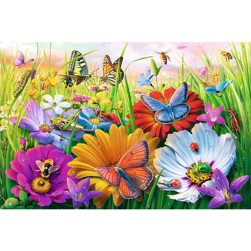 Trefl Puzzle Legespiel Insektenwiese Großteilepuzzle, 300 Puzzleteile, 300 große Teile, EasyPiece, leichter Einstieg