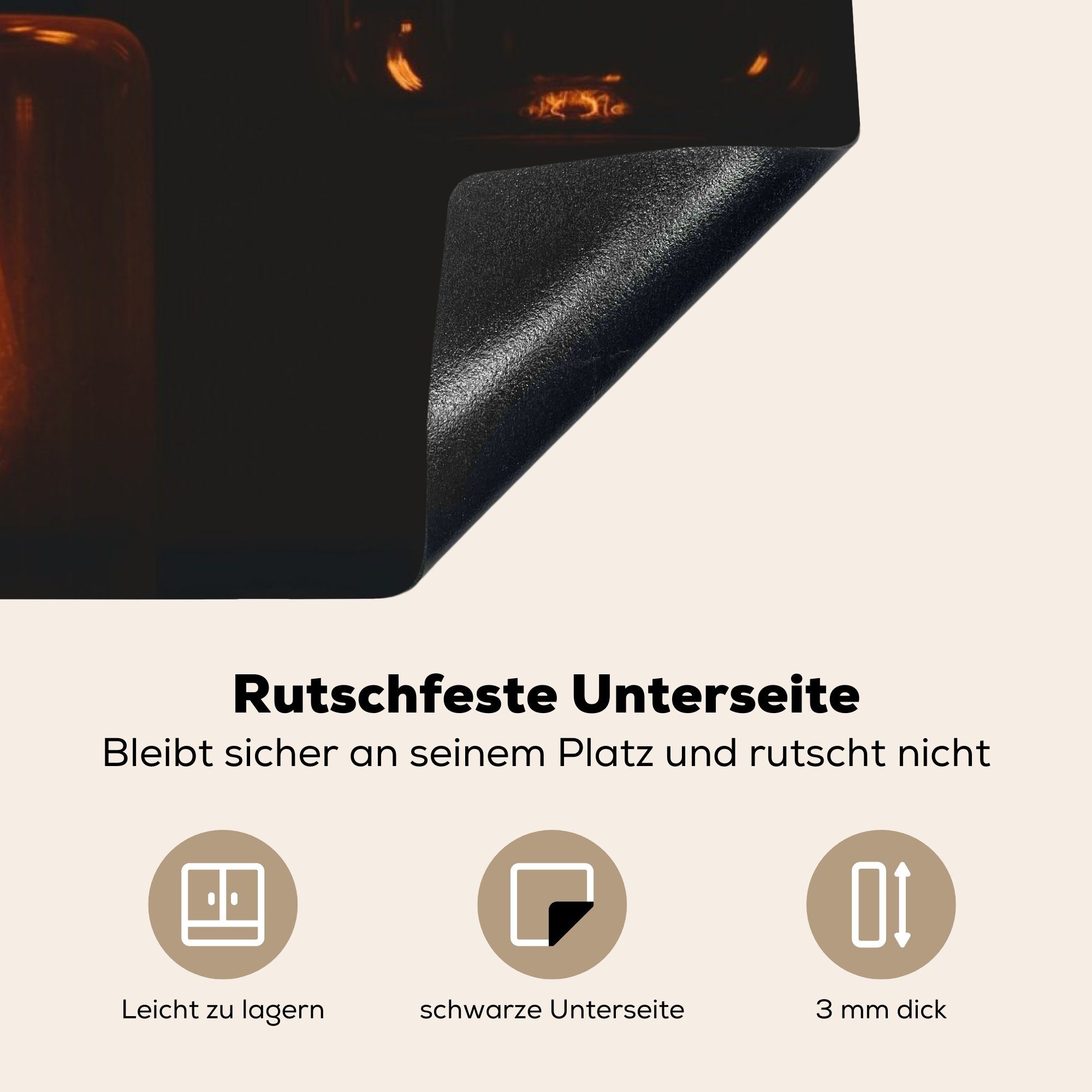 cm, Lampe für Induktionskochfeld Licht, Vinyl, MuchoWow (1 küche, tlg), Schutz Ceranfeldabdeckung Herdblende-/Abdeckplatte die 81x52 - - Gold