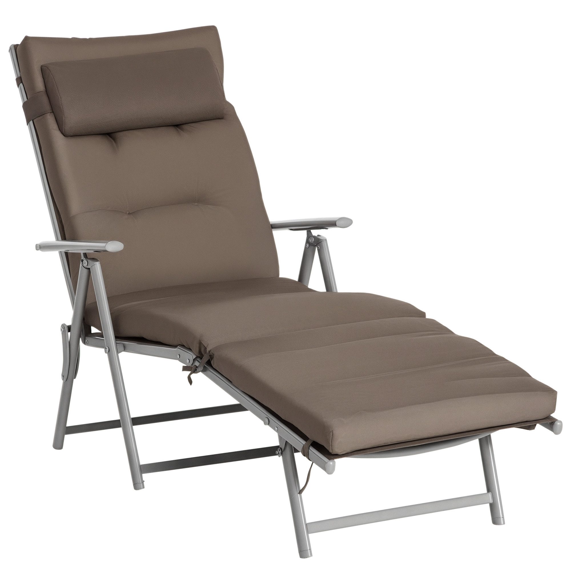 Outsunny Gartenliege Mit Kissen Garten Stoff 137 x 63,5 x 100,5 cm, Liege, 1 St., Sonnenliege, Sonnenliege klappbar verstellbar