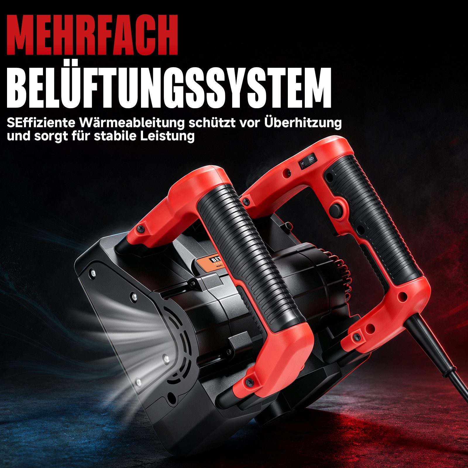 XIIW Winkelschleifer Betonfräse 1-4mm Hobeltiefe, 1600W Walzenfräse Putzfräse Mauerfräse, max. 4000 U/min, (Sanierungsfräse Betonschleifer Walzen Schleifer Fräs – Bild 5 von 5
