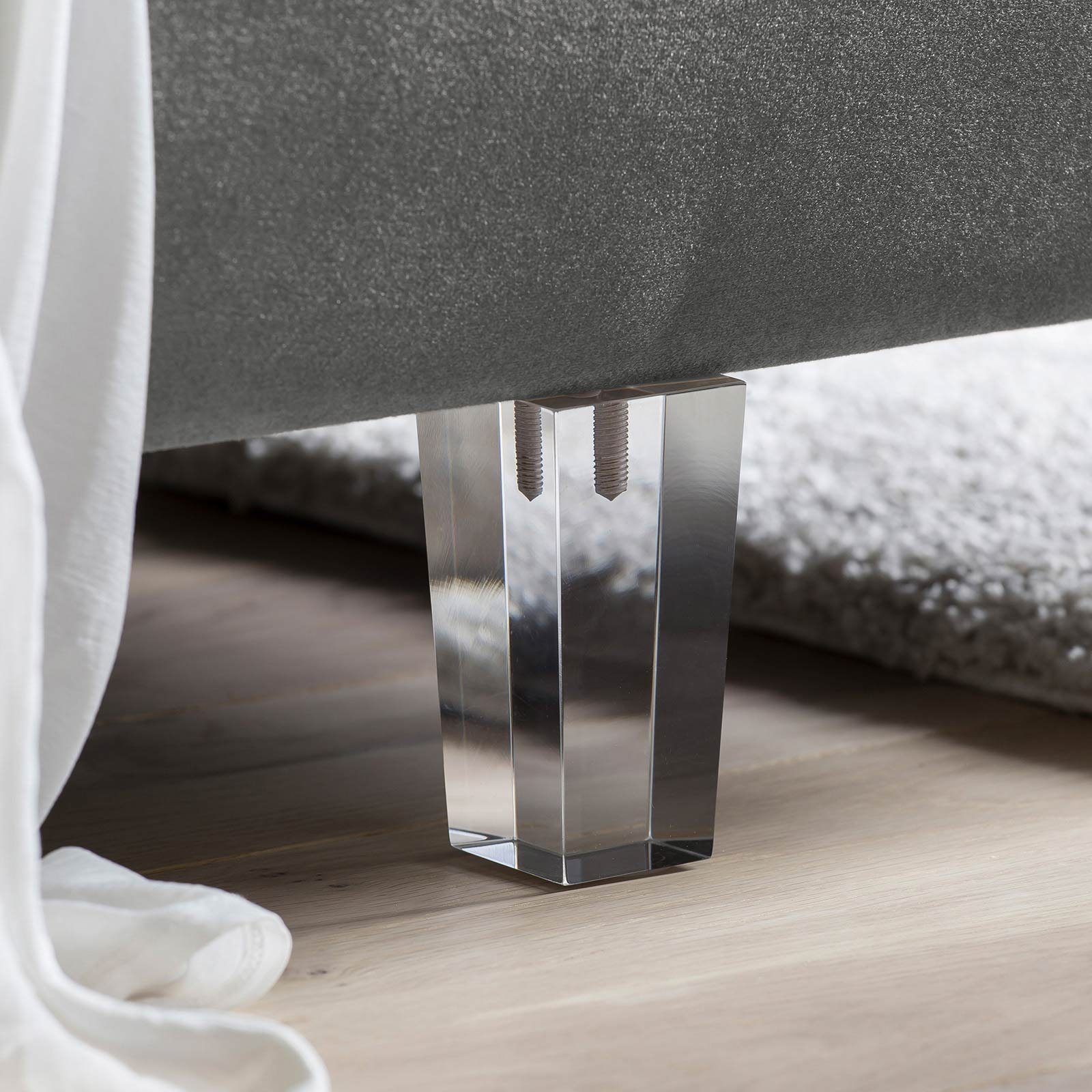 XXL-Bettkasten Samt, und Stauraumbett Glas-Optik 200 cm), BettCo 160 x Paris Petrol (in Pfeifensteppung-Stil, Acryl-Füße