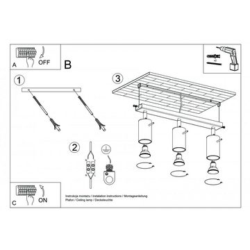 SOLLUX lighting Pendelleuchte Deckenlampe Deckenleuchte RING 3 schwarz, 3x GU10, ca. 45x6x16 cm