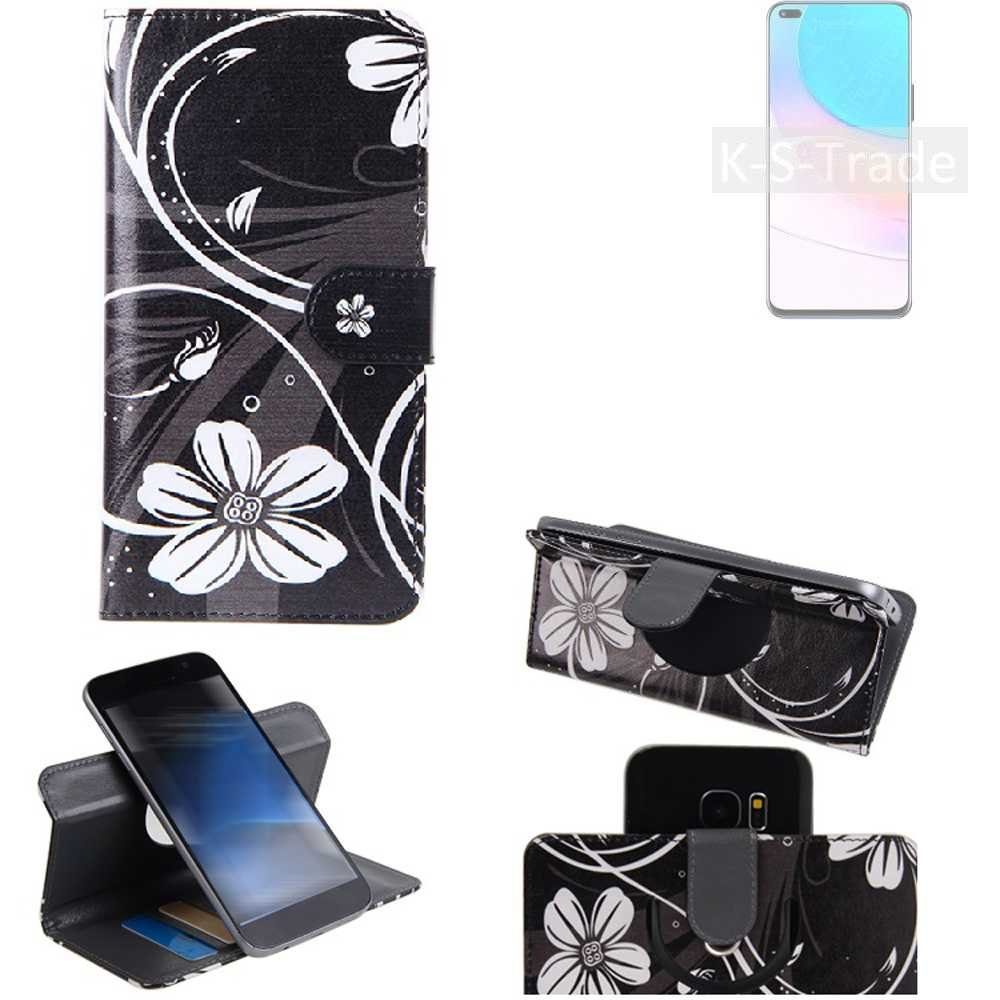 K-S-Trade Handyhülle für Huawei nova 8i, Schutzhülle Handyhülle Hülle 360° Wallet Case ''Flowers''