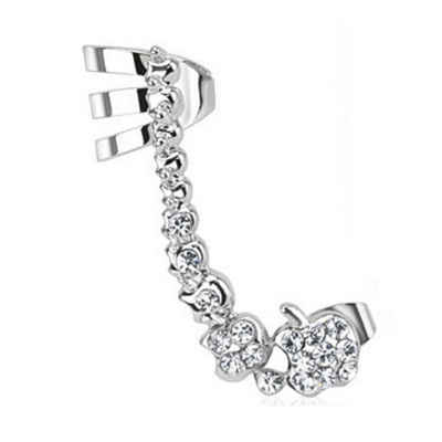 BUNGSA Ohrklemme Ohrklemme Kristallkette Silber aus Edelstahl Damen (1 Stück, 1-tlg), Ohrschmuck Ohrringe