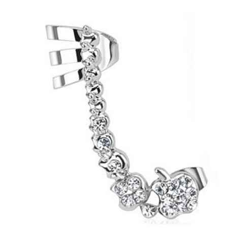 BUNGSA Ohrklemme Ohrklemme Kristallkette Silber aus Edelstahl Damen (1 Stück, 1-tlg), Ohrschmuck Ohrringe