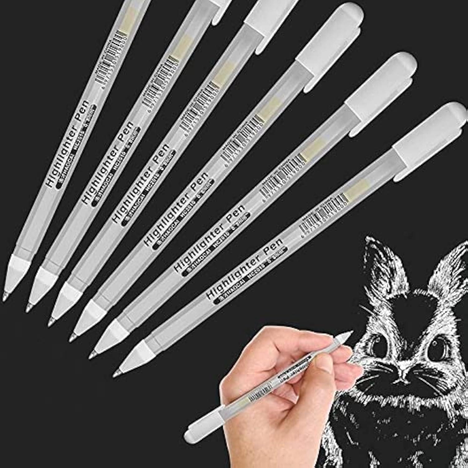 LuxusKollektion Gelschreiber Acrylstifte Marker 6er Pack 0.8mm weiß