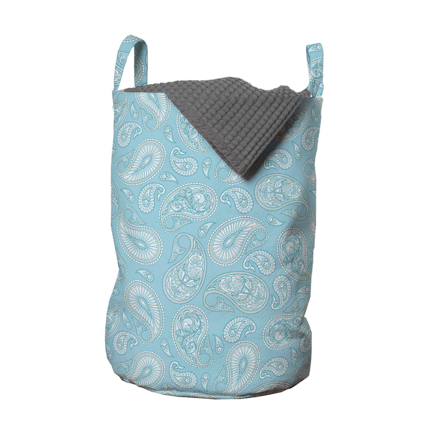 Abakuhaus Wäschesäckchen Wäschekorb mit Griffen Kordelzugverschluss für Waschsalons, blau Paisley Pine Cone Inspiration
