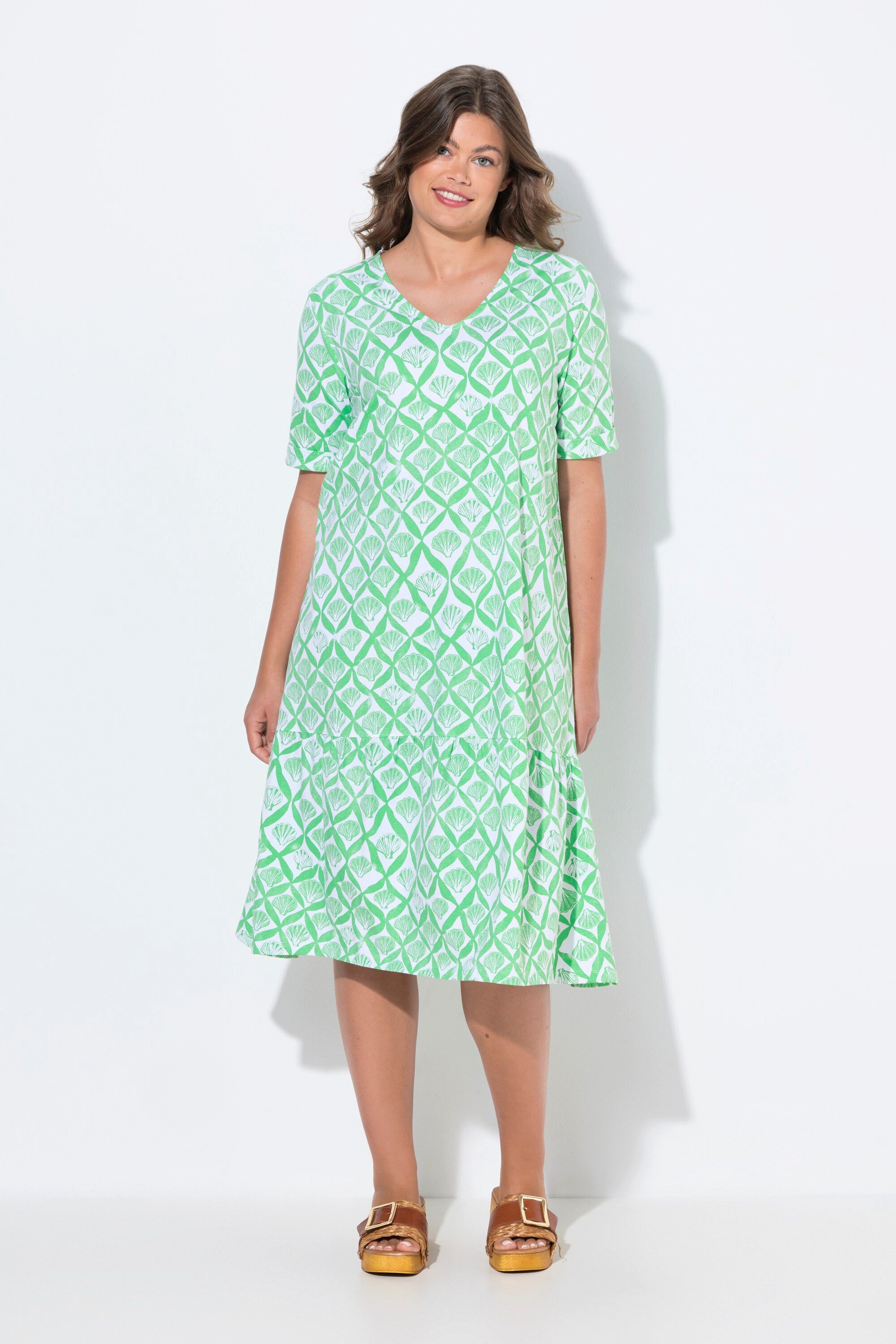 Laurasøn Jerseykleid Shirt-Kleid 1/2 Arm V-Ausschnitt