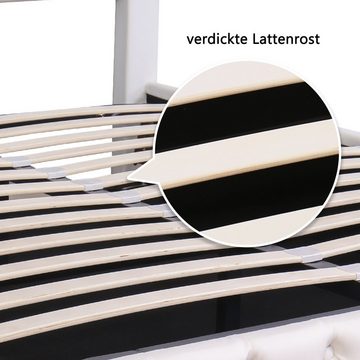 HAUSS SPLOE Polsterbett Polsterbett Funktionsbett Doppelbett Bettrahmen Bettgestelle (140 x 200 cm ohne Matratze), Funktionsbett mit Lattenrost und Stauraum, Mit LED-Beleuchtung