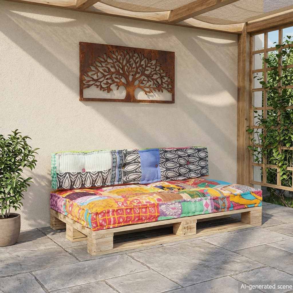 vidaXL Sitzauflage Palettensofa-Auflage Mehrfarbig Stoff Patchwork, (1 St)